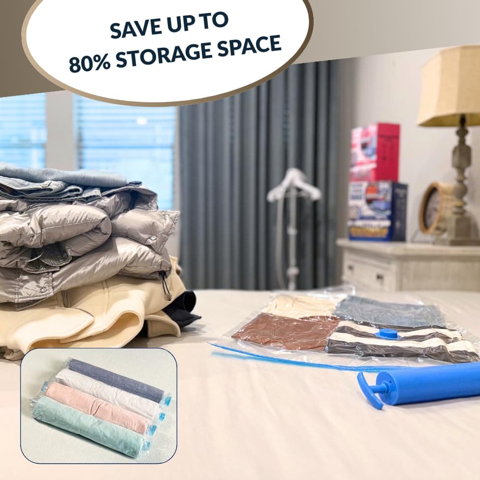 Nellivia 35 Pack Vacuum Storage Bags with Pump for Bedding Clothing Luggage Orga - Thumbnail 2