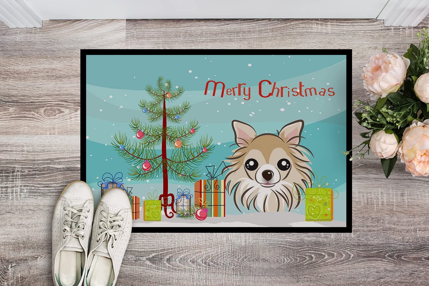 Caroline's Treasures BB1623MAT Christmas Tree and Chihuahua Doormat 18x27 Front - Thumbnail 2