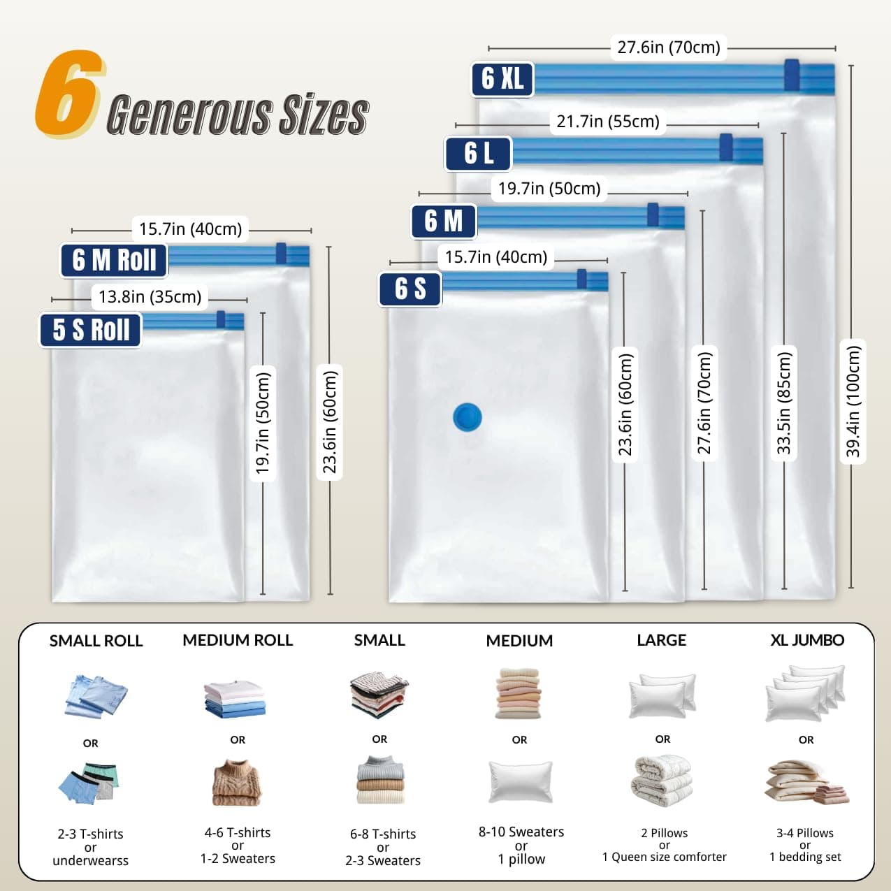 Nellivia 35 Pack Vacuum Storage Bags with Pump for Bedding Clothing Luggage Orga - Thumbnail 5