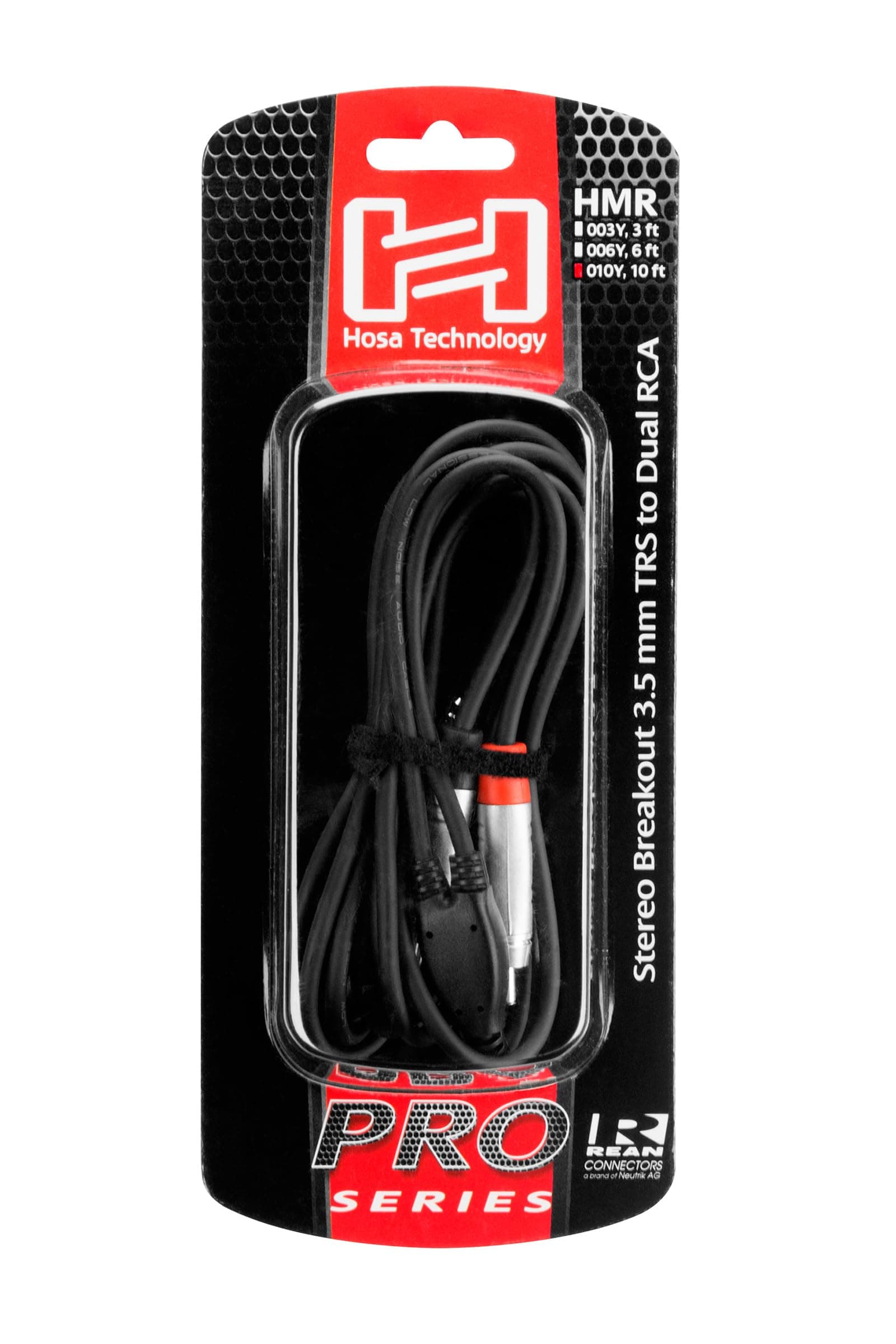 Hosa HMR-010Y REAN 3.5 mm TRS to Dual RCA Pro Stereo Breakout Cable, 10 Feet - Thumbnail 5