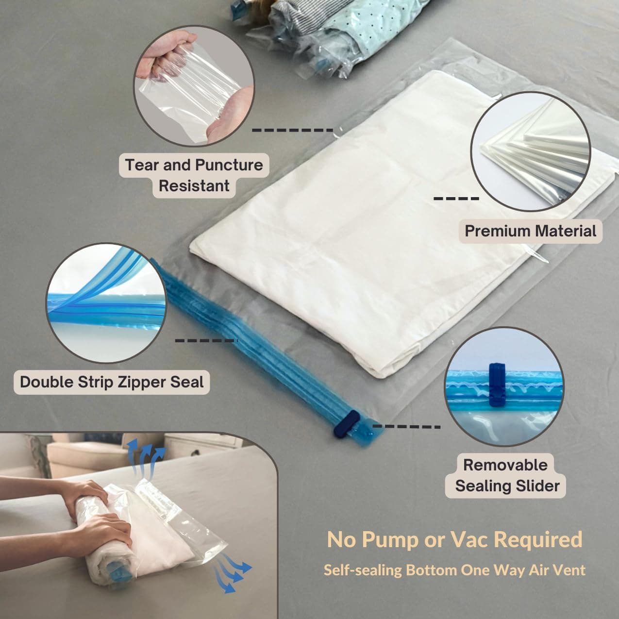 Nellivia 35 Pack Vacuum Storage Bags with Pump for Bedding Clothing Luggage Orga - Thumbnail 8