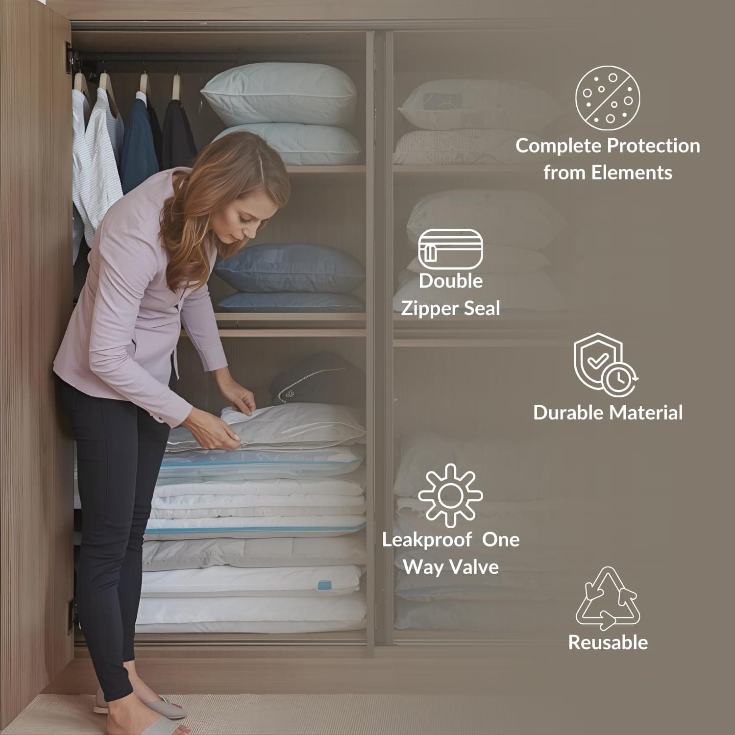 Nellivia 35 Pack Vacuum Storage Bags with Pump for Bedding Clothing Luggage Orga - Thumbnail 3