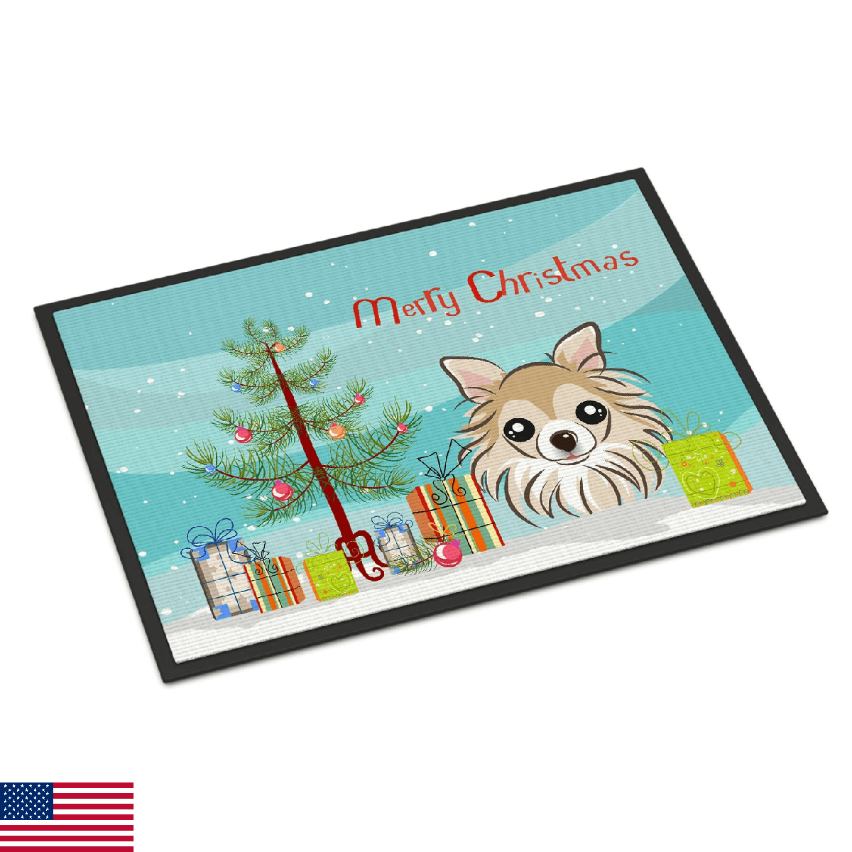 Caroline's Treasures BB1623MAT Christmas Tree and Chihuahua Doormat 18x27 Front - Image 1