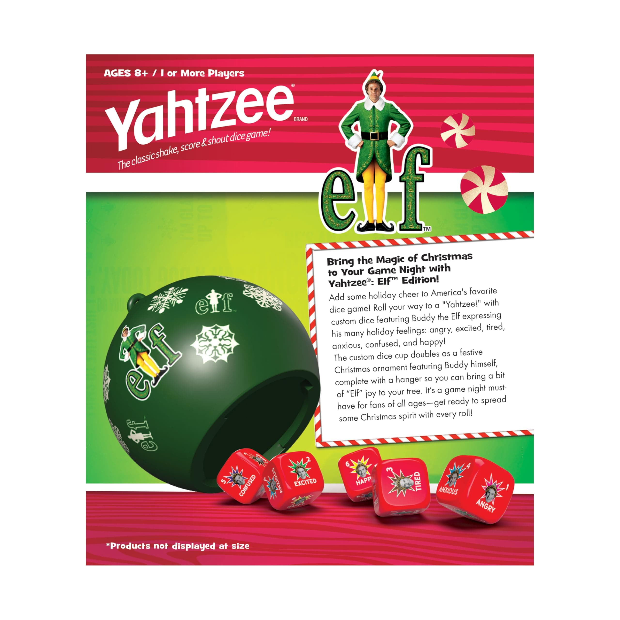 YAHTZEE: Elf Edition, Exclusive Holiday Ornament Cup Featuring Buddy, Roll the d - Thumbnail 4