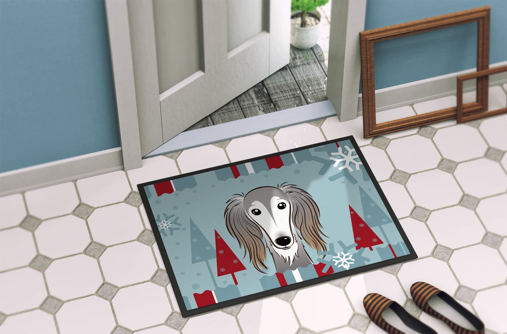 Caroline's Treasures BB1725MAT Winter Holiday Saluki Doormat 18x27 Front Door Ma - Thumbnail 4