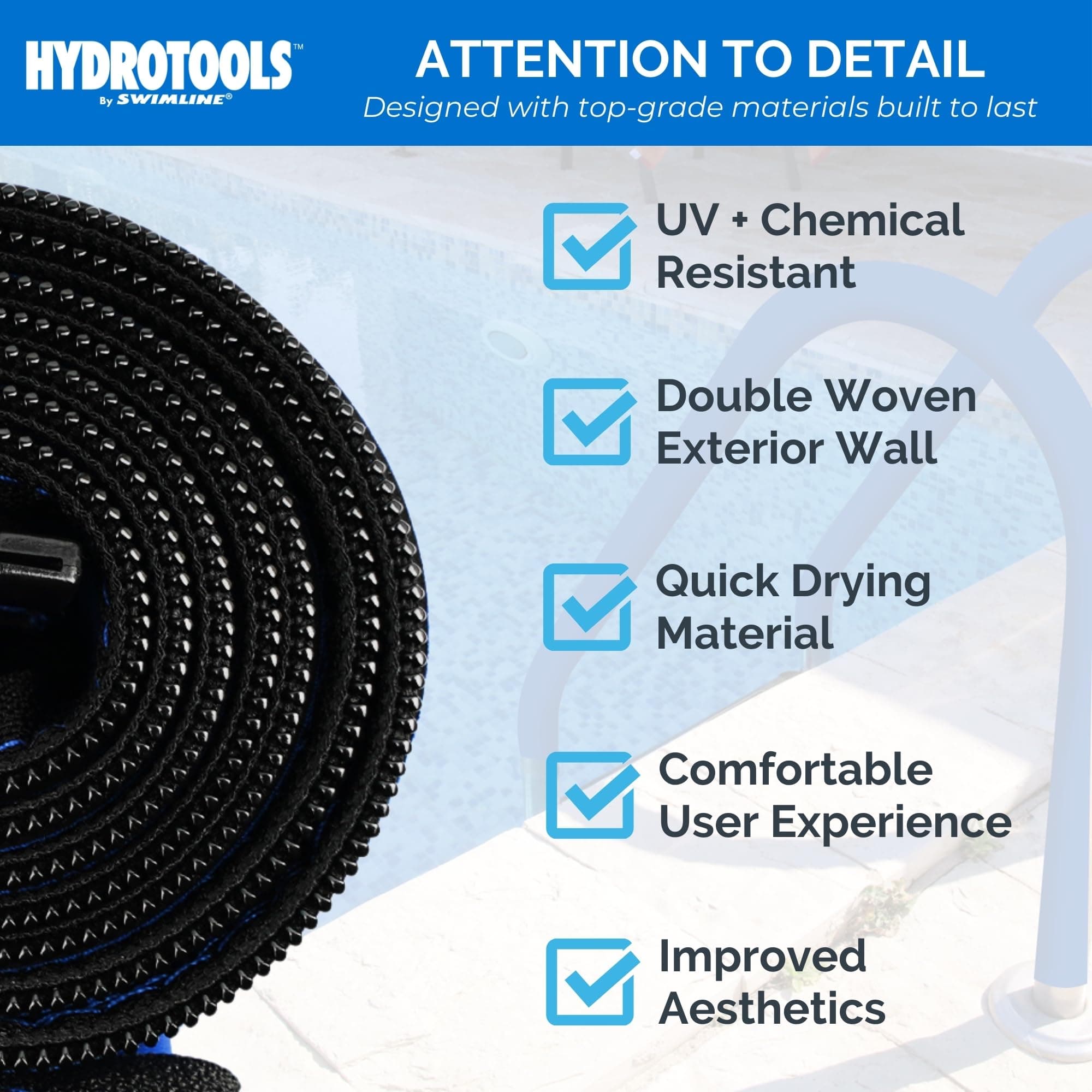 SWIMLINE HYDROTOOLS Neoprene Pool Handrail Cover – Padded Zipper Sleeve for Ingr - Thumbnail 6