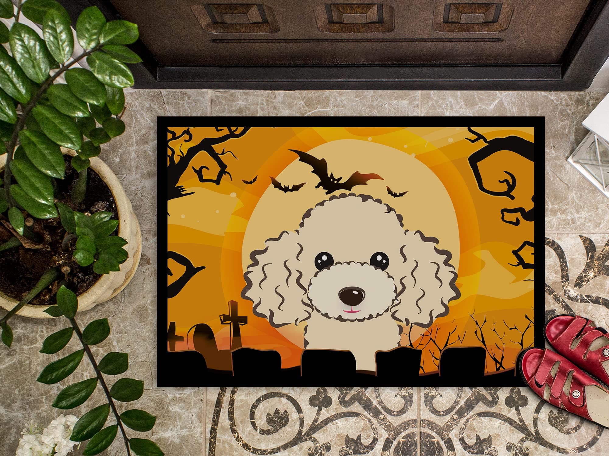 Caroline's Treasures BB1816MAT Halloween Buff Poodle Doormat 18x27 Front Door Ma - Thumbnail 3