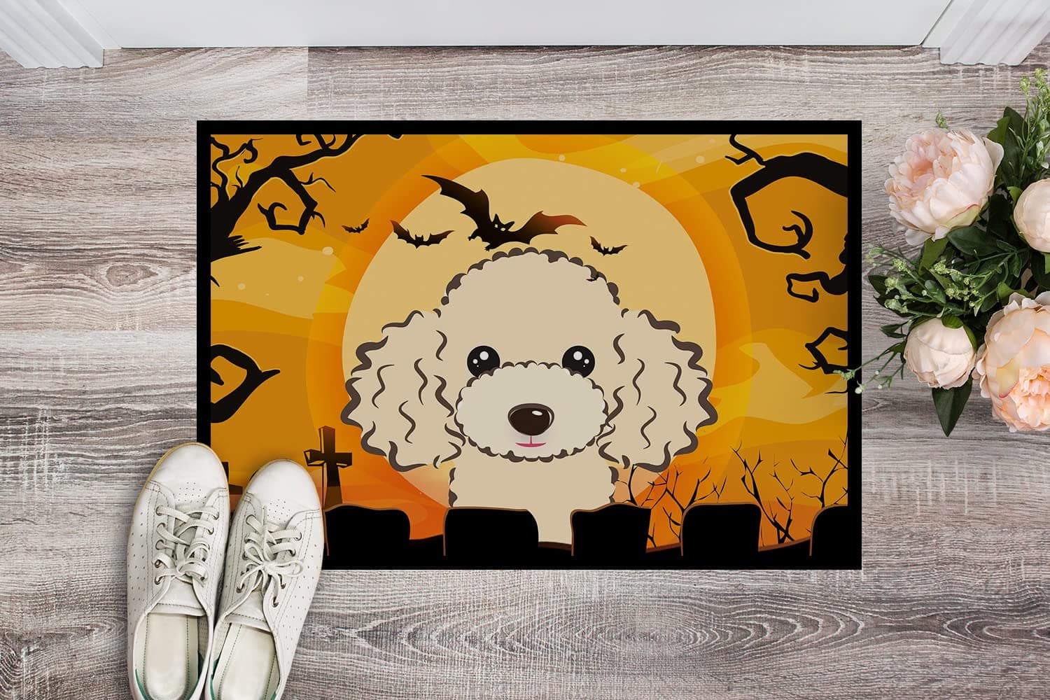 Caroline's Treasures BB1816MAT Halloween Buff Poodle Doormat 18x27 Front Door Ma - Thumbnail 2