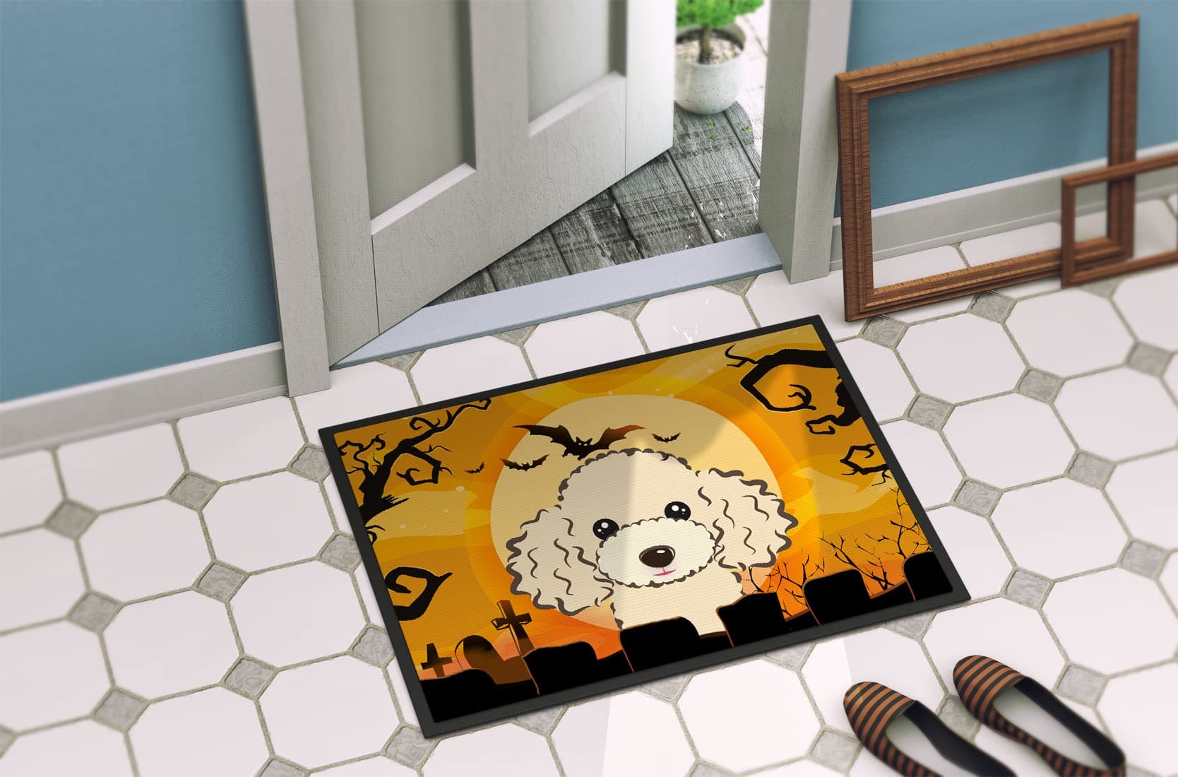 Caroline's Treasures BB1816MAT Halloween Buff Poodle Doormat 18x27 Front Door Ma - Thumbnail 4