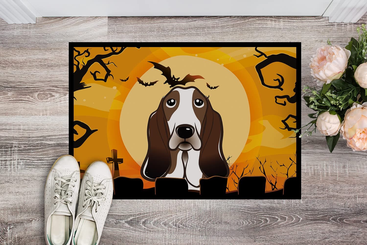 Caroline's Treasures BB1801JMAT Halloween Basset Hound Doormat 24x36 Front Door - Thumbnail 2