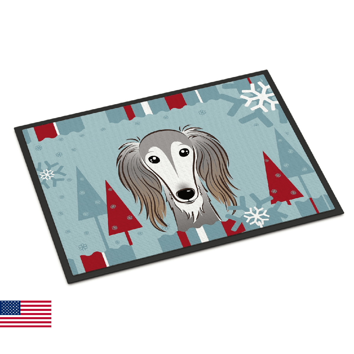 Caroline's Treasures BB1725MAT Winter Holiday Saluki Doormat 18x27 Front Door Ma - Image 1