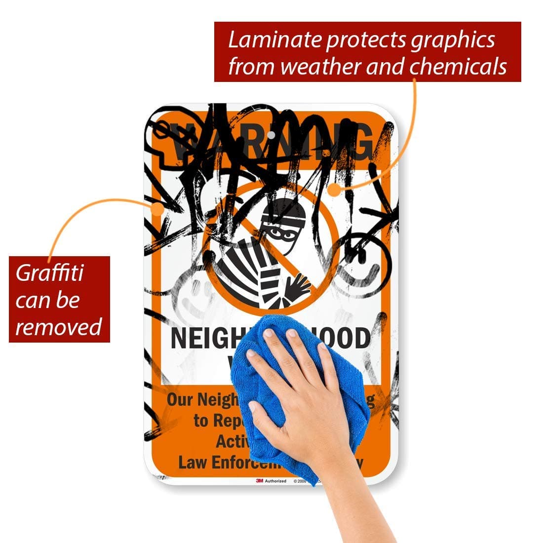 SmartSign 3M Engineer Grade Reflective Sign, Legend "Warning: Neighborhood Watch - Thumbnail 2