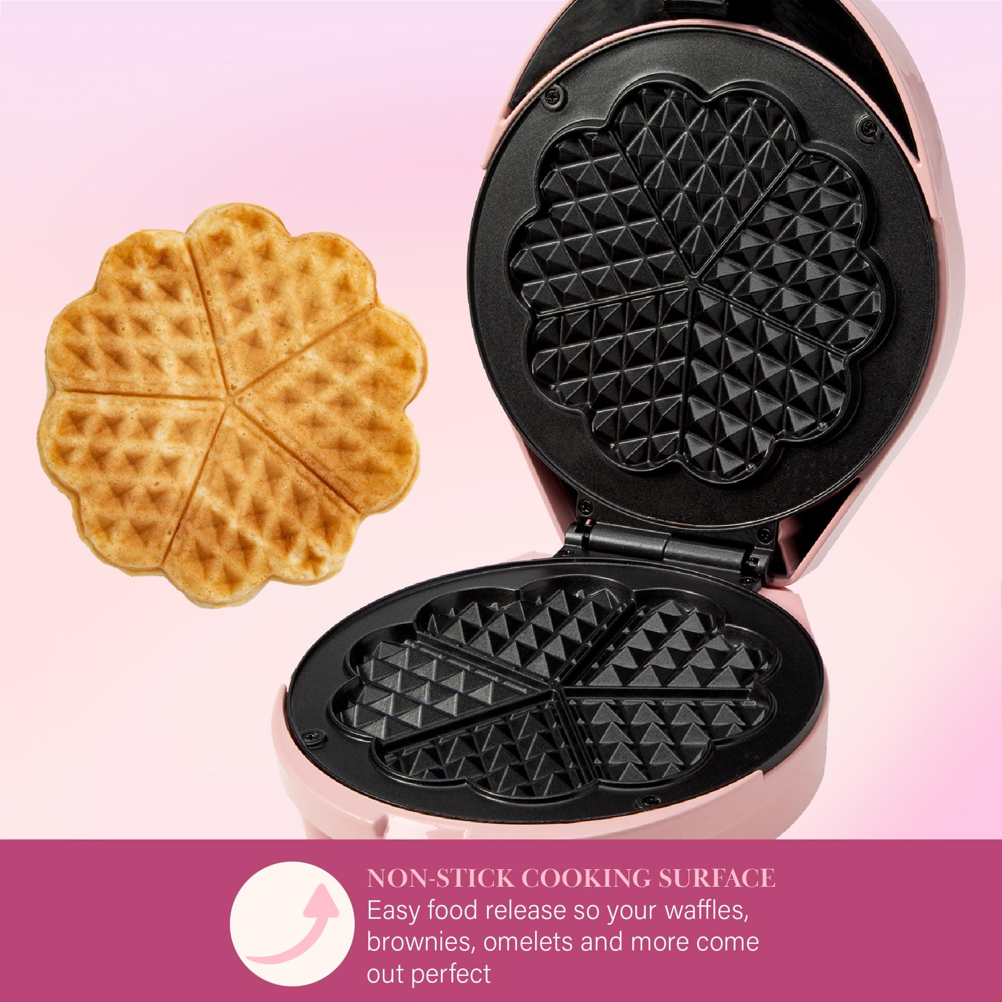 Paris Hilton Heart Waffle Maker, Makes 5 Mini Heart Shaped Waffles or 1 Individu - Thumbnail 5