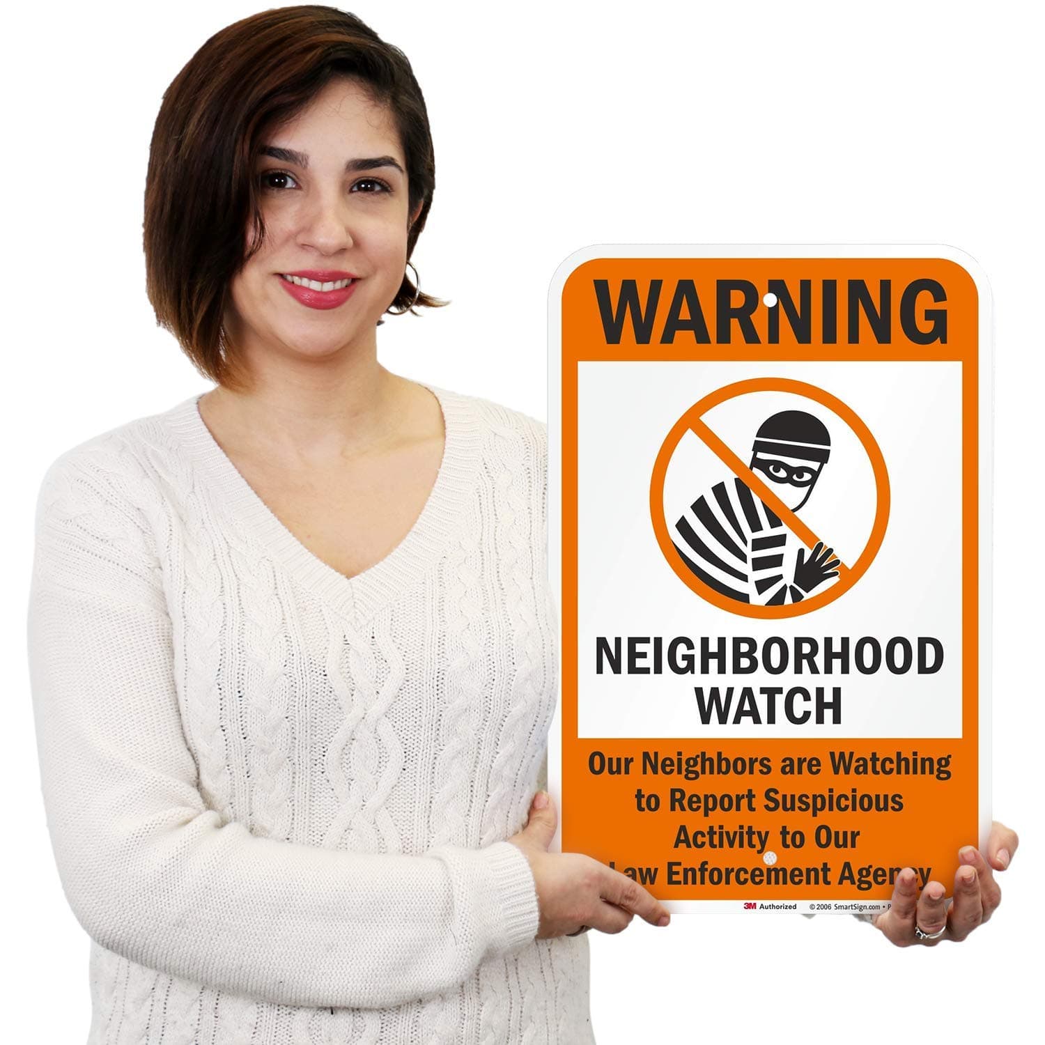 SmartSign 3M Engineer Grade Reflective Sign, Legend "Warning: Neighborhood Watch - Thumbnail 3
