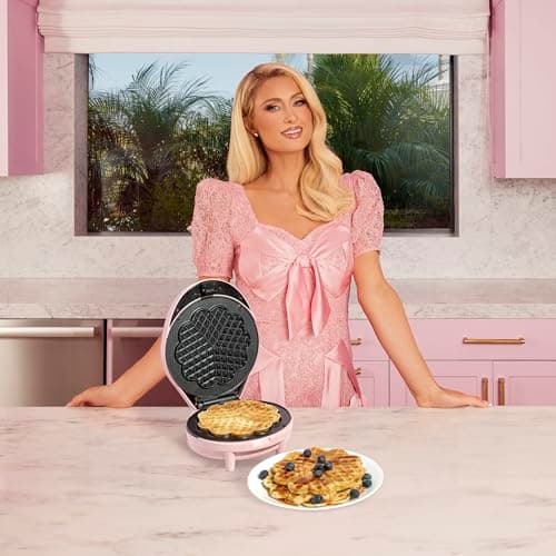 Paris Hilton Heart Waffle Maker, Makes 5 Mini Heart Shaped Waffles or 1 Individu - Thumbnail 2