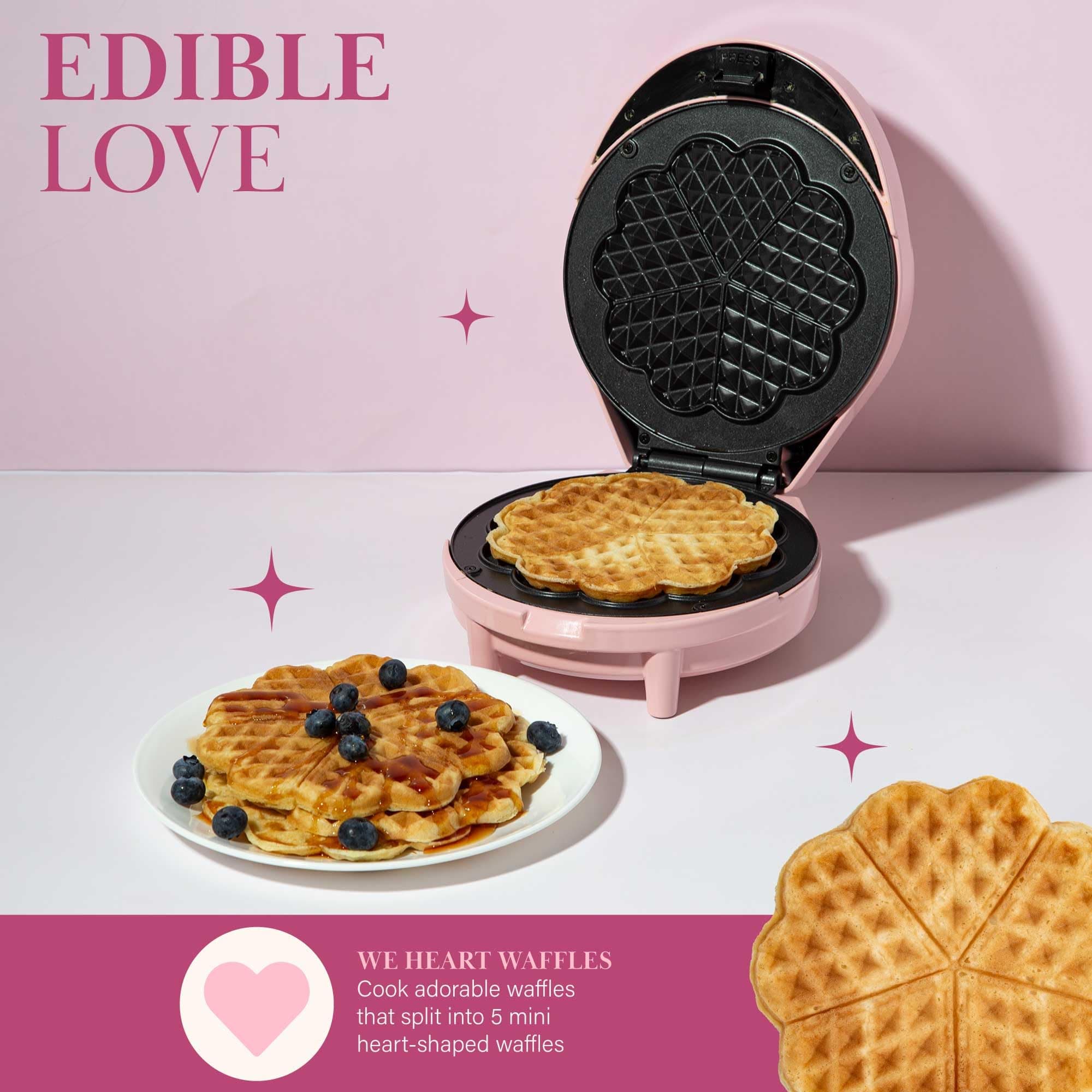 Paris Hilton Heart Waffle Maker, Makes 5 Mini Heart Shaped Waffles or 1 Individu - Thumbnail 4