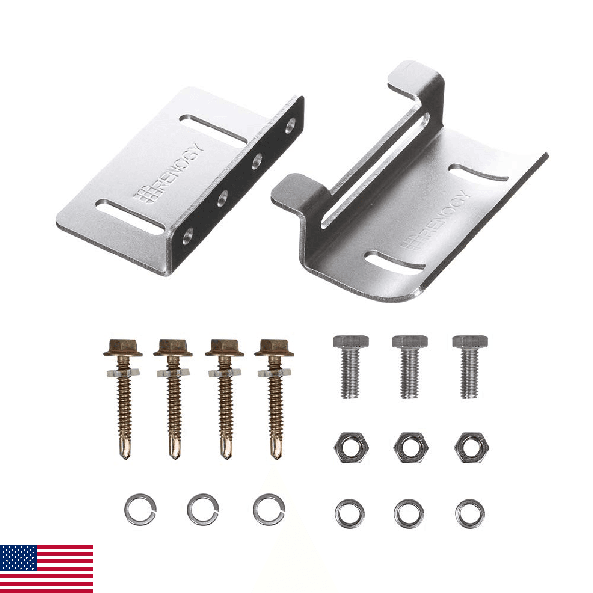 Renogy Solar Panel Mounting Curved Z Bracket-Set of 4 for RV, Boat, Roof, Wall a - Image 1