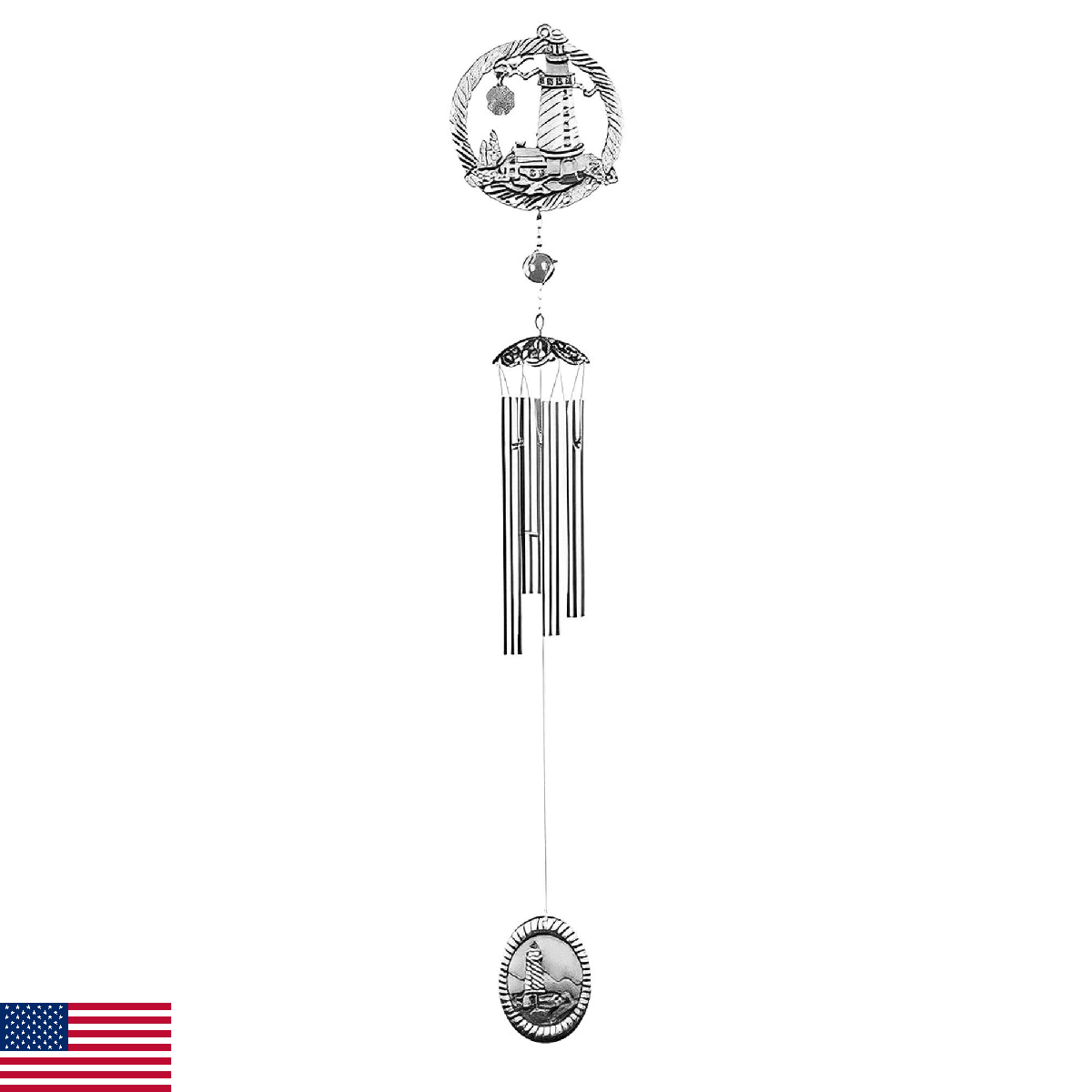ICE ARMOR 28" Long Pewter Lighthouse Wind Chime - Image 1