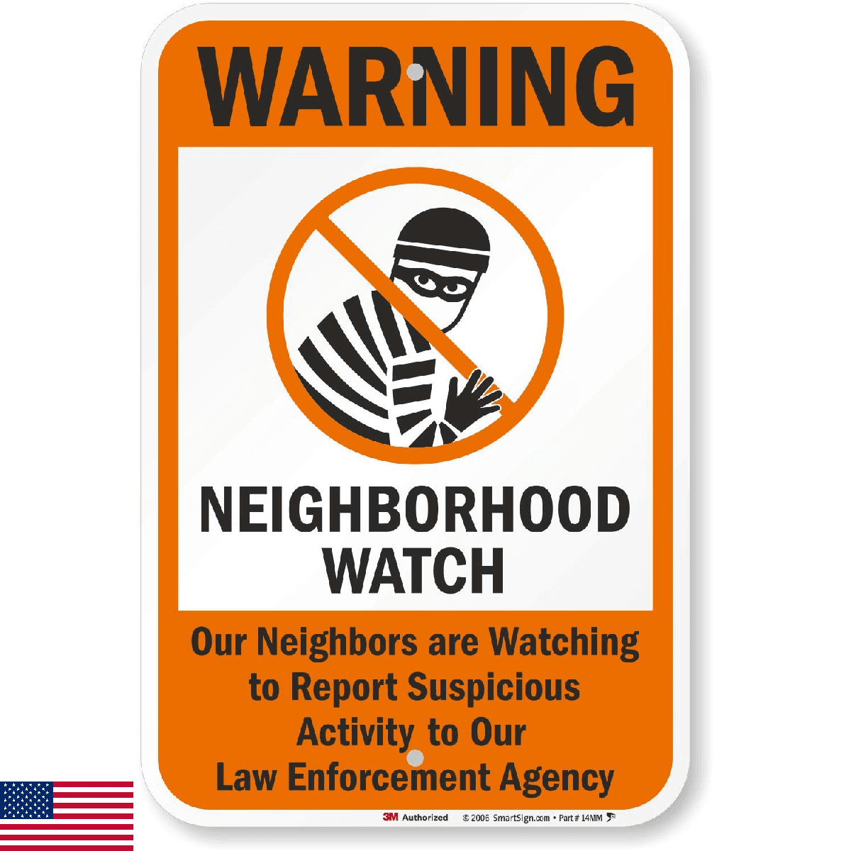 SmartSign 3M Engineer Grade Reflective Sign, Legend "Warning: Neighborhood Watch - Image 1
