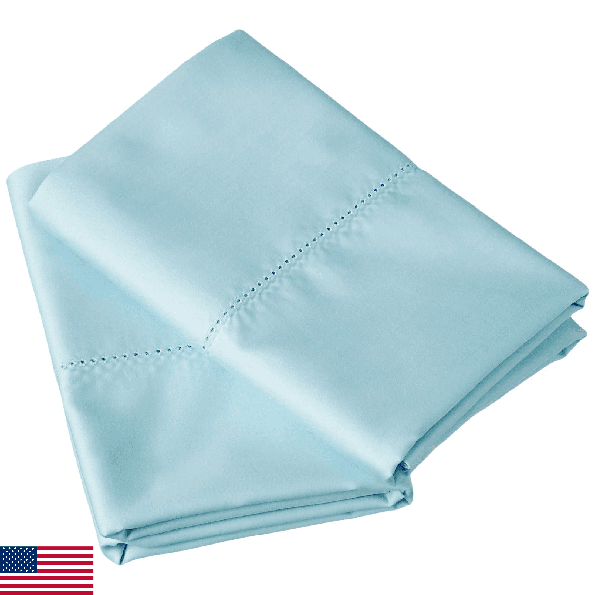 Pointehaven 525 Thread Count 100% Long Staple Cotton King Sterling Blue Sateen P - Image 1