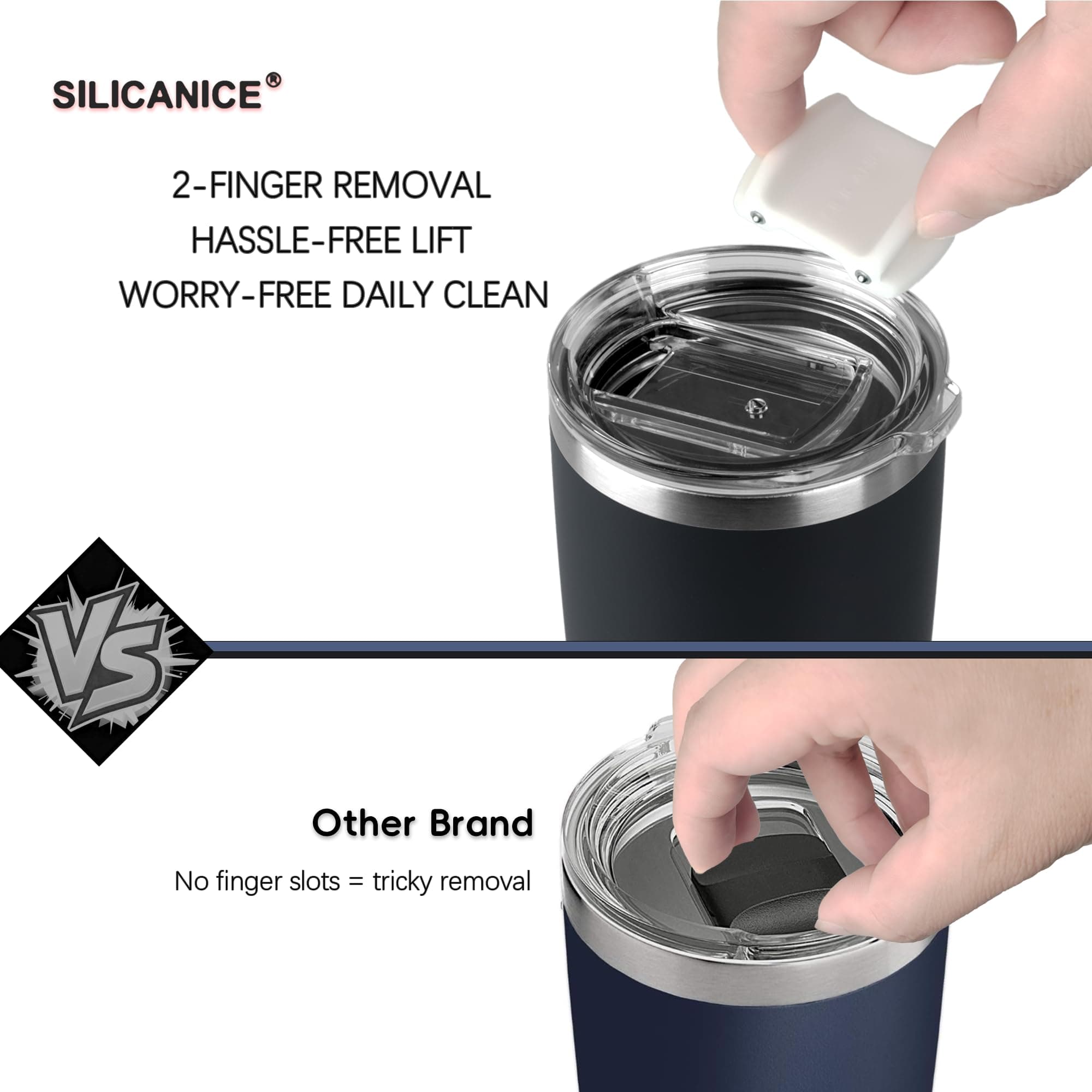 SILICANICE 20oz Vacuum Insulated Tumbler Double Wall Stainless Steel Coffee Mug - Thumbnail 3