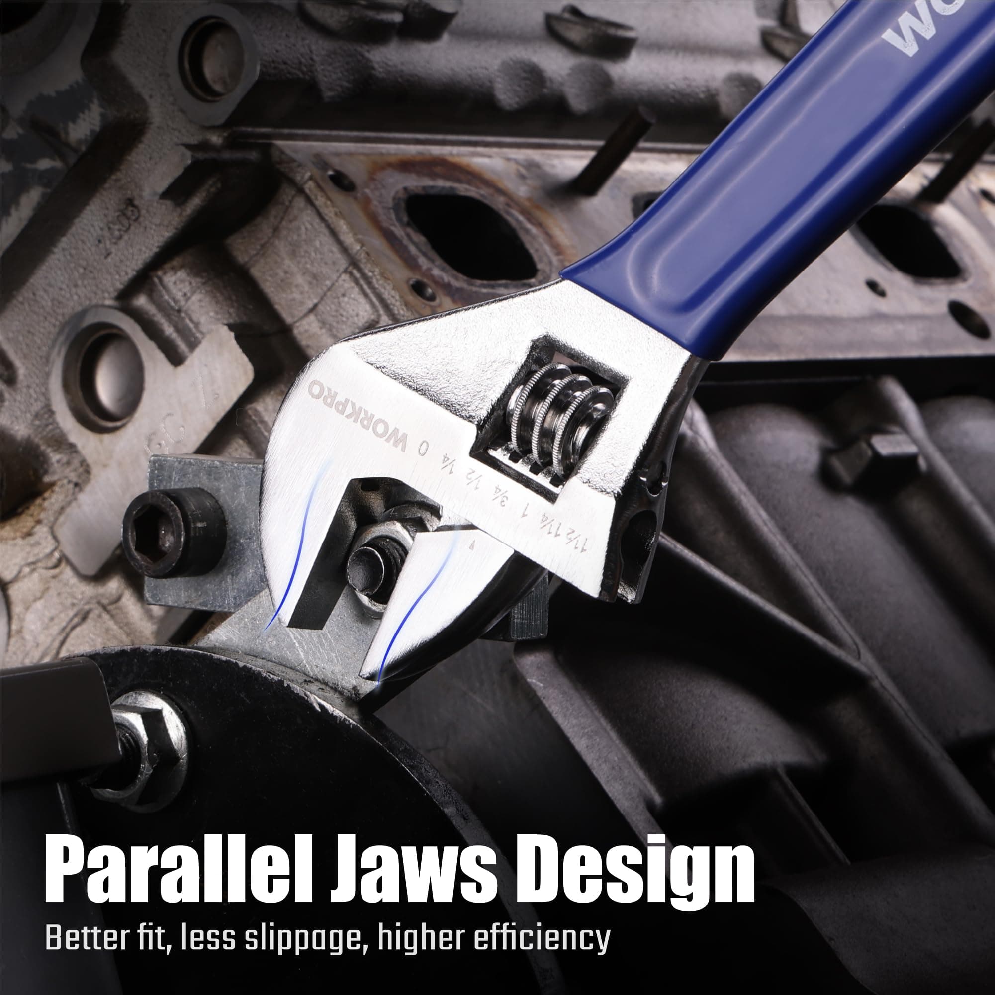 WORKPRO Adjustable Wrench Set, 6-inch, 8-inch, 10-inch, 12-inch Wide Jaw Wrenche - Thumbnail 5