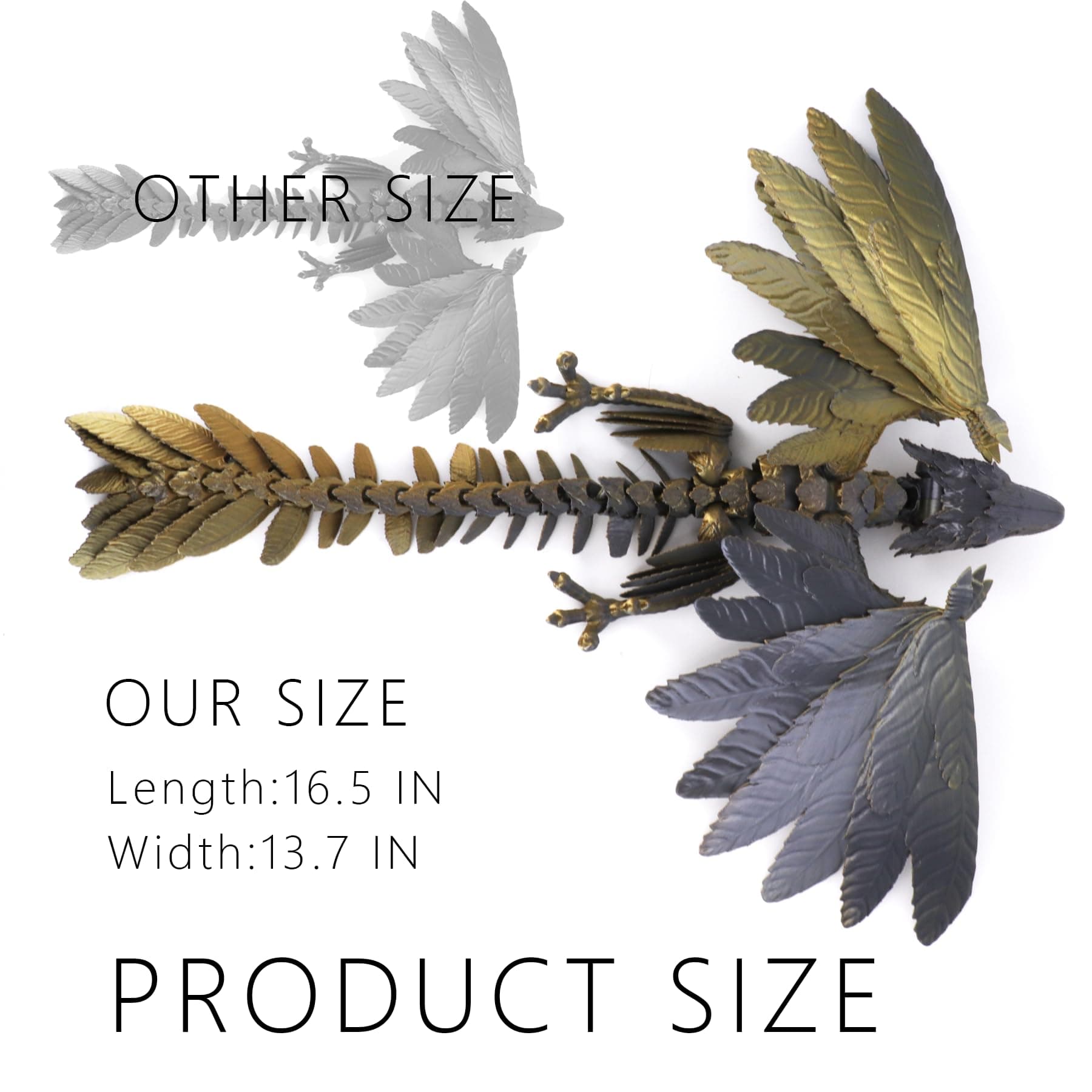 ACOCOFE 3D Printed Dragon Feathered Wyvern Dragon Toys,16 inch Large Fidget Arti - Thumbnail 2