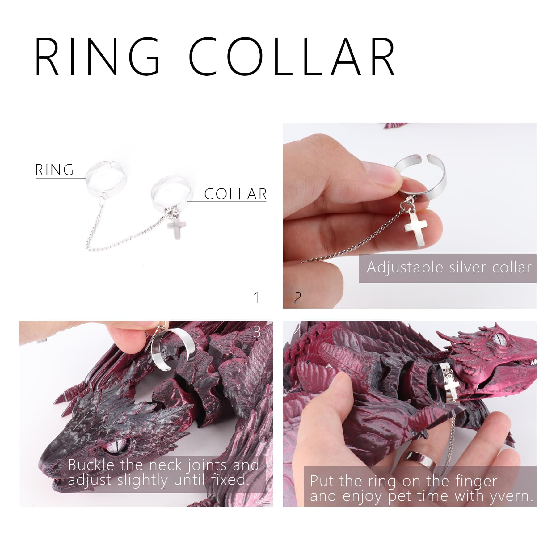 ACOCOFE 3D Printed Dragon Feathered Wyvern Dragon Toys,16 inch Large Fidget Arti - Thumbnail 6