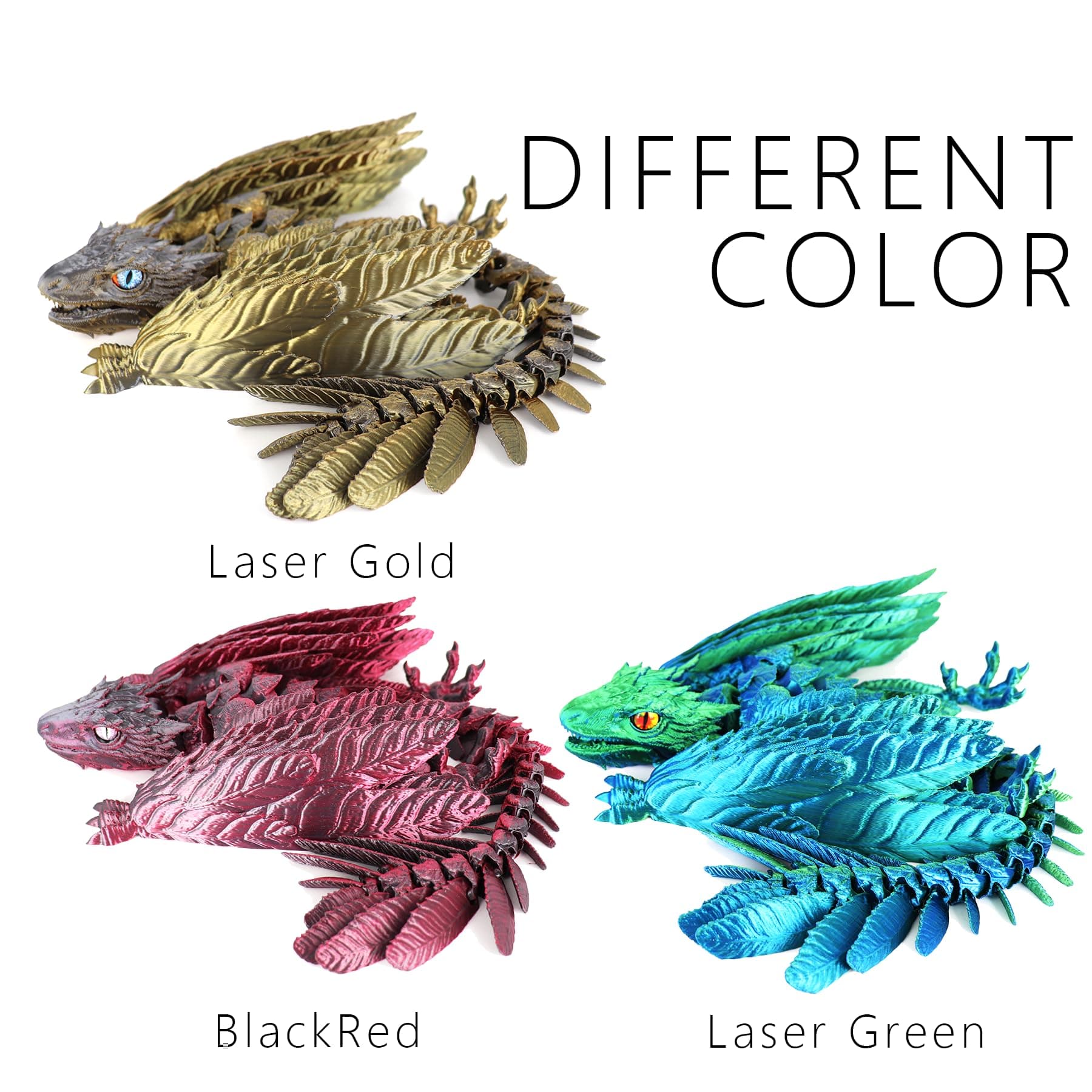 ACOCOFE 3D Printed Dragon Feathered Wyvern Dragon Toys,16 inch Large Fidget Arti - Thumbnail 5