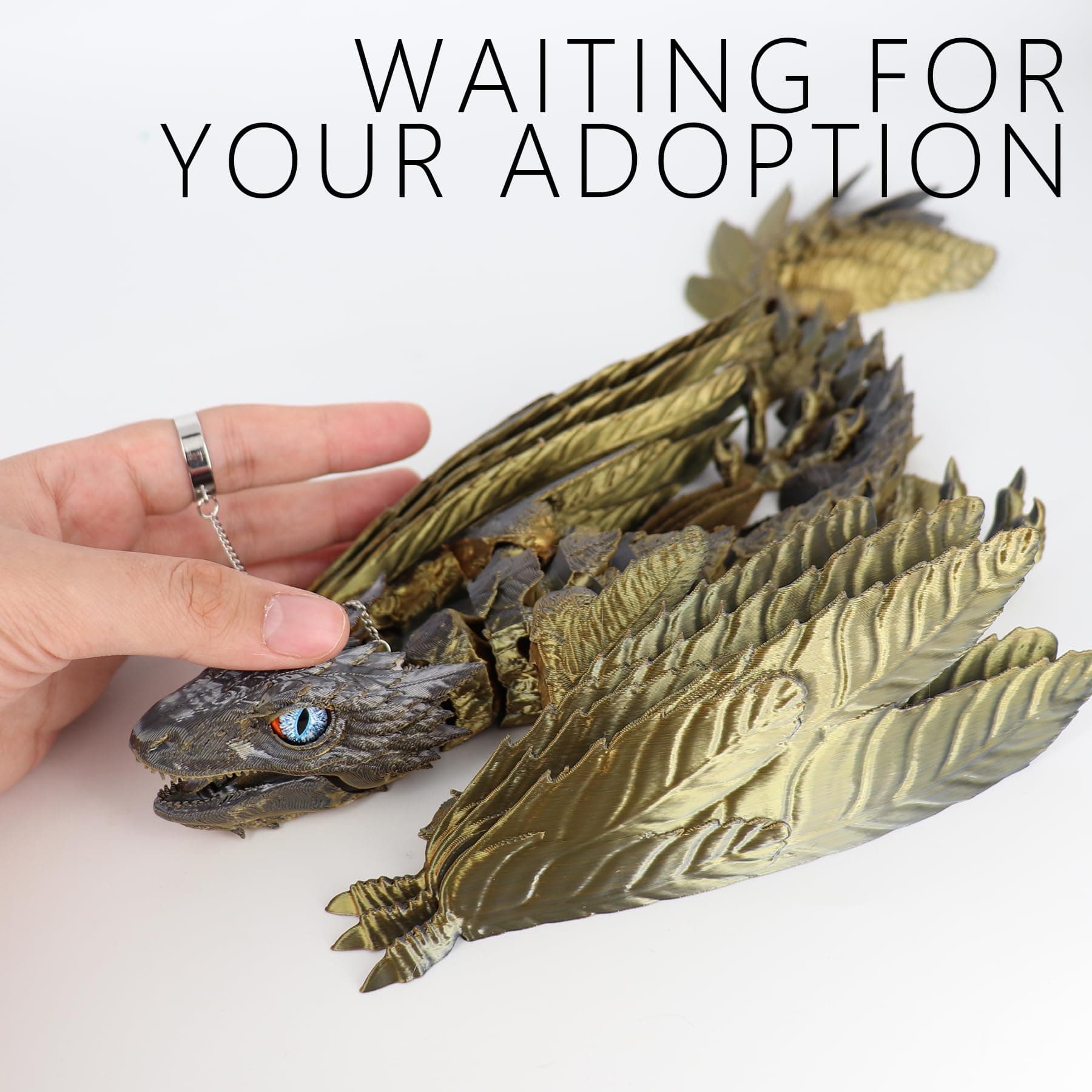 ACOCOFE 3D Printed Dragon Feathered Wyvern Dragon Toys,16 inch Large Fidget Arti - Thumbnail 4