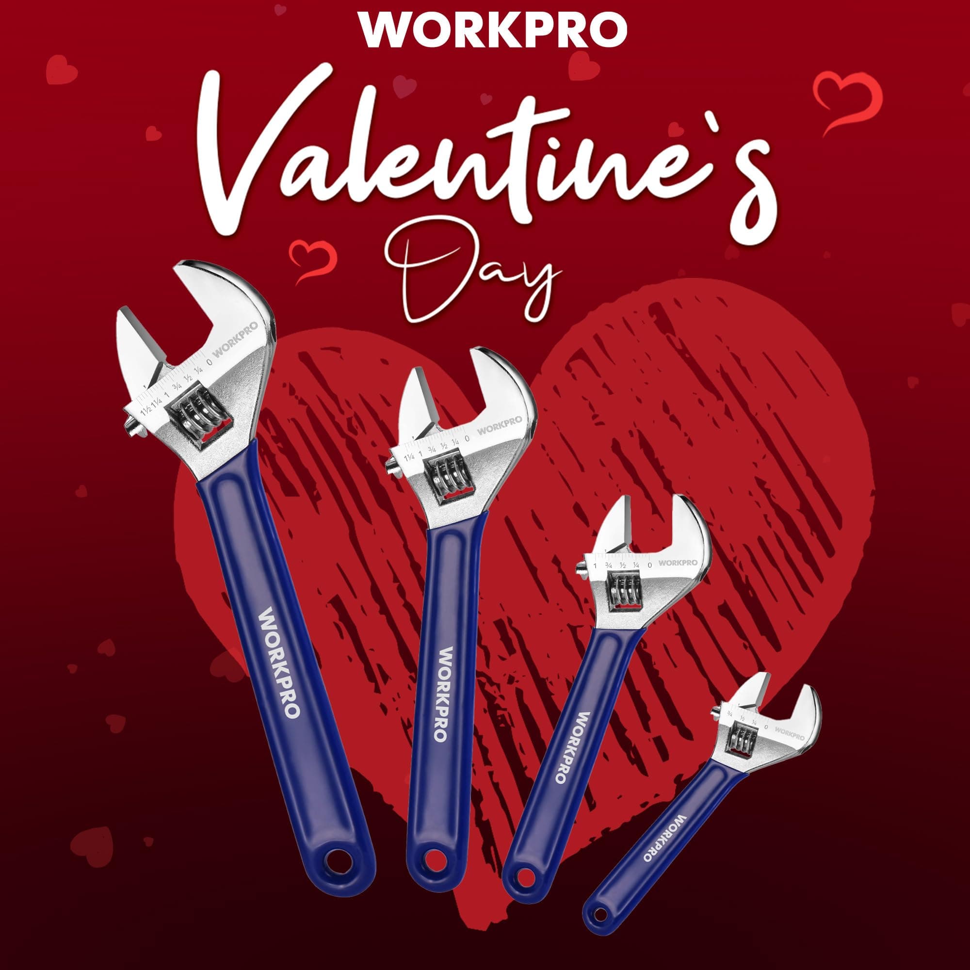 WORKPRO Adjustable Wrench Set, 6-inch, 8-inch, 10-inch, 12-inch Wide Jaw Wrenche - Thumbnail 2