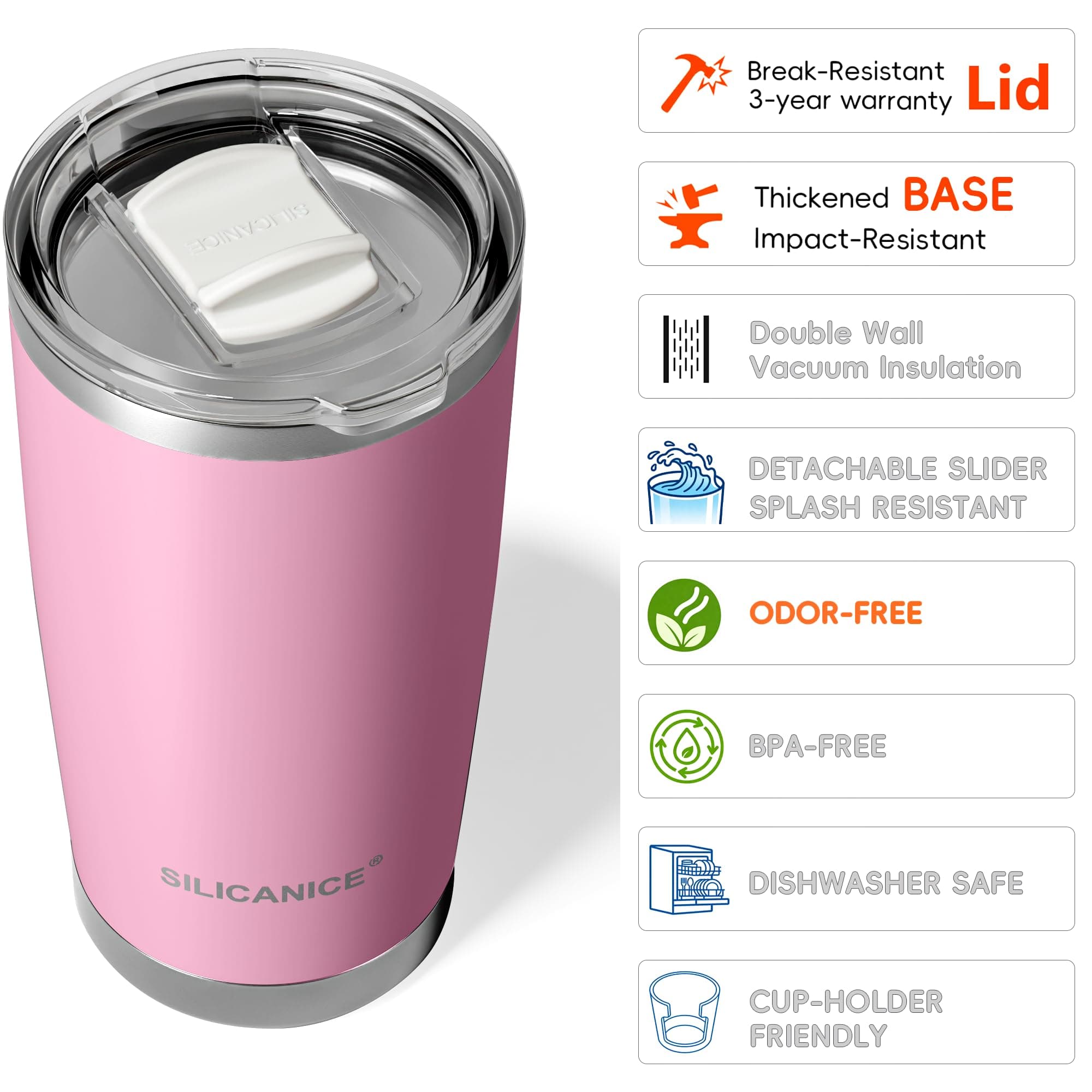 SILICANICE 20oz Vacuum Insulated Tumbler Double Wall Stainless Steel Coffee Mug - Thumbnail 4