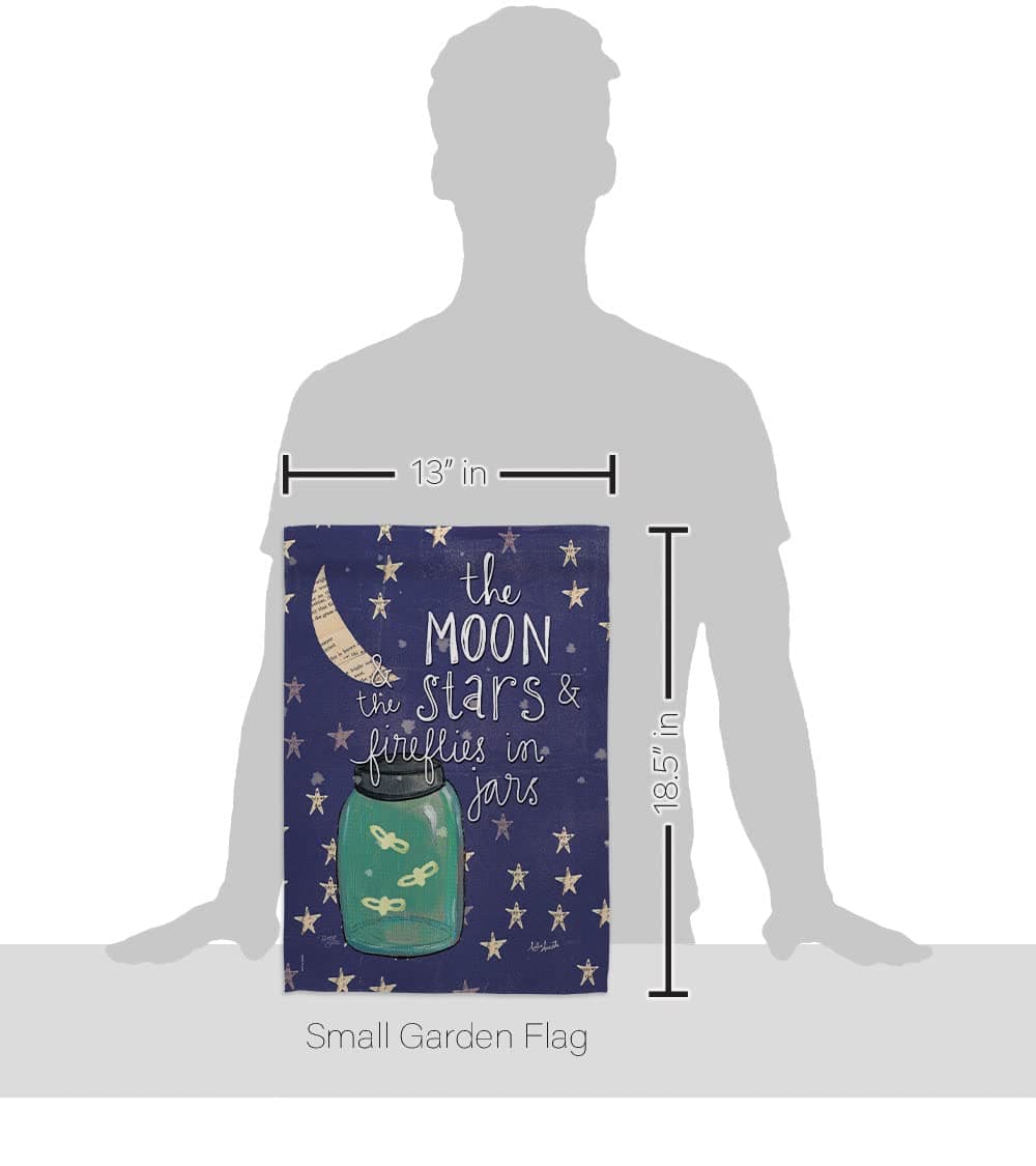 Breeze Decor G165124 Moon Stars Fireflies Jars Decorative Vertical Garden Flag, - Thumbnail 2