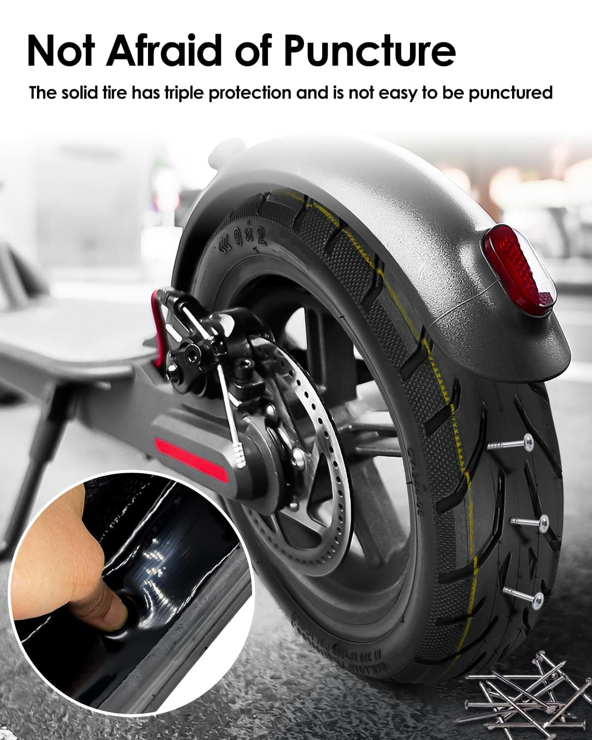 50/75-6.1 Scooter Tire, 9X2 Built-in Live Glue Repairable Puncture-resistant Sel - Thumbnail 4