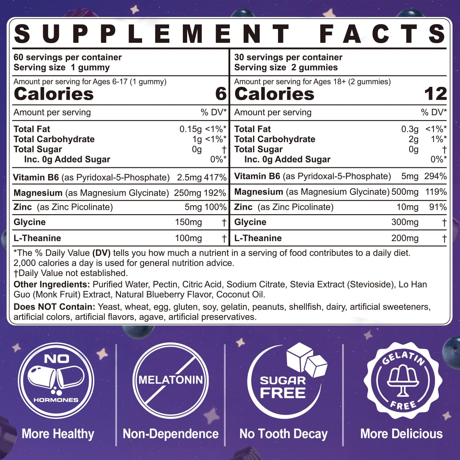 Magnesium Glycinate Gummies 500mg/250mg for Adults Kids Teens, Sugar Free Magnes - Thumbnail 2