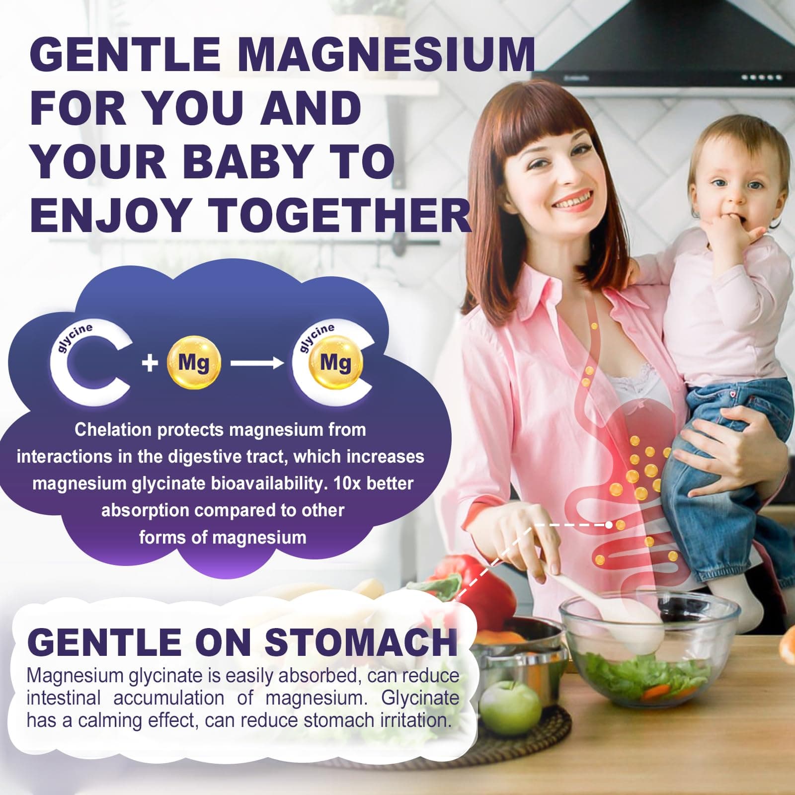 Magnesium Glycinate Gummies 500mg/250mg for Adults Kids Teens, Sugar Free Magnes - Thumbnail 5