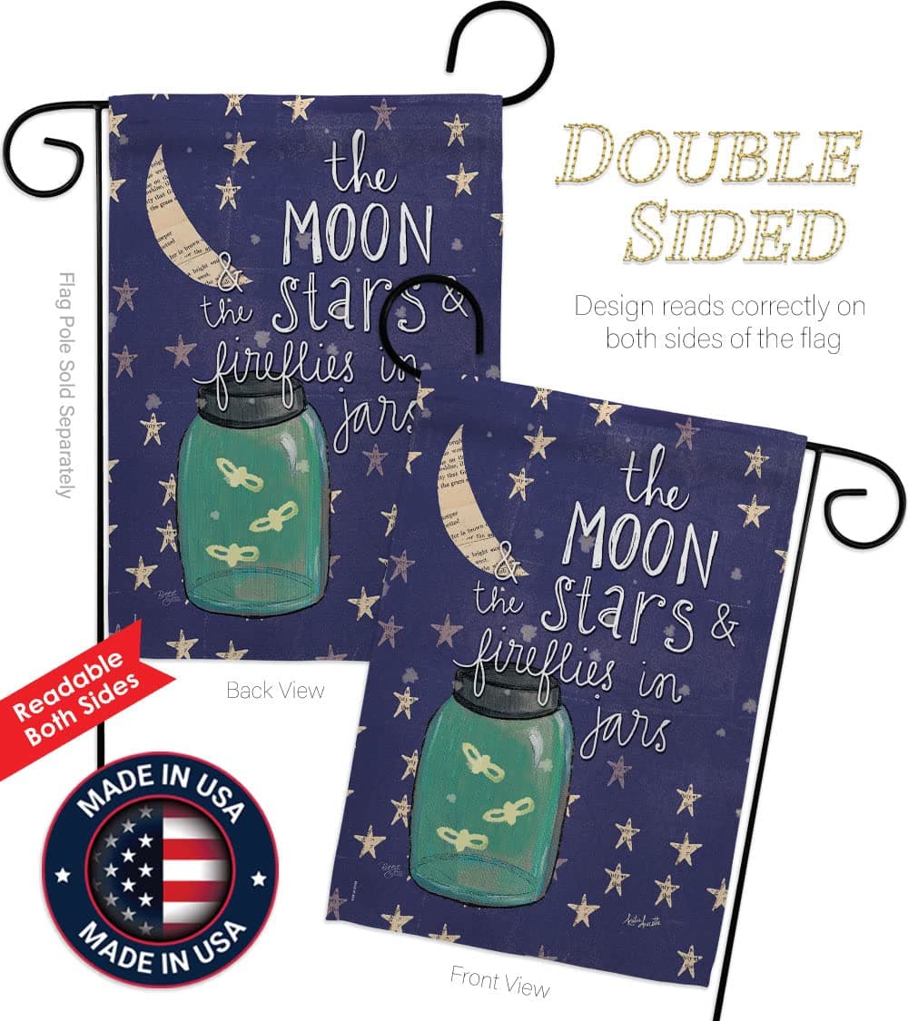 Breeze Decor G165124 Moon Stars Fireflies Jars Decorative Vertical Garden Flag, - Thumbnail 3