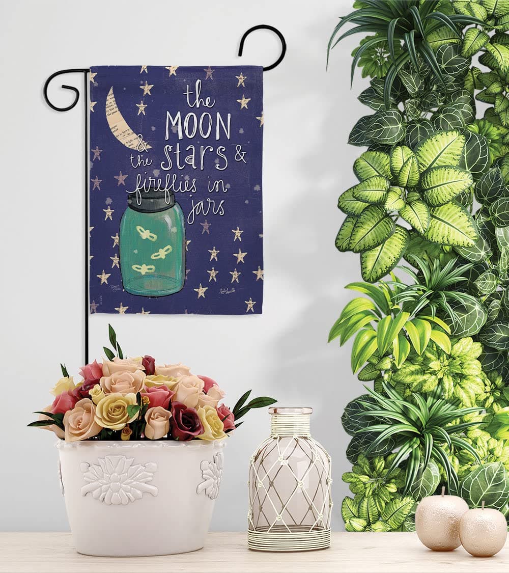 Breeze Decor G165124 Moon Stars Fireflies Jars Decorative Vertical Garden Flag, - Thumbnail 9