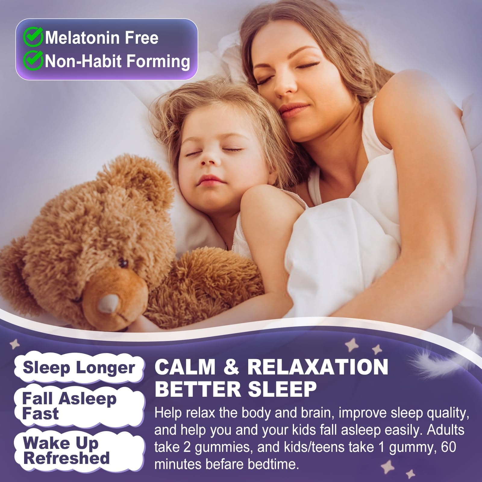 Magnesium Glycinate Gummies 500mg/250mg for Adults Kids Teens, Sugar Free Magnes - Thumbnail 3