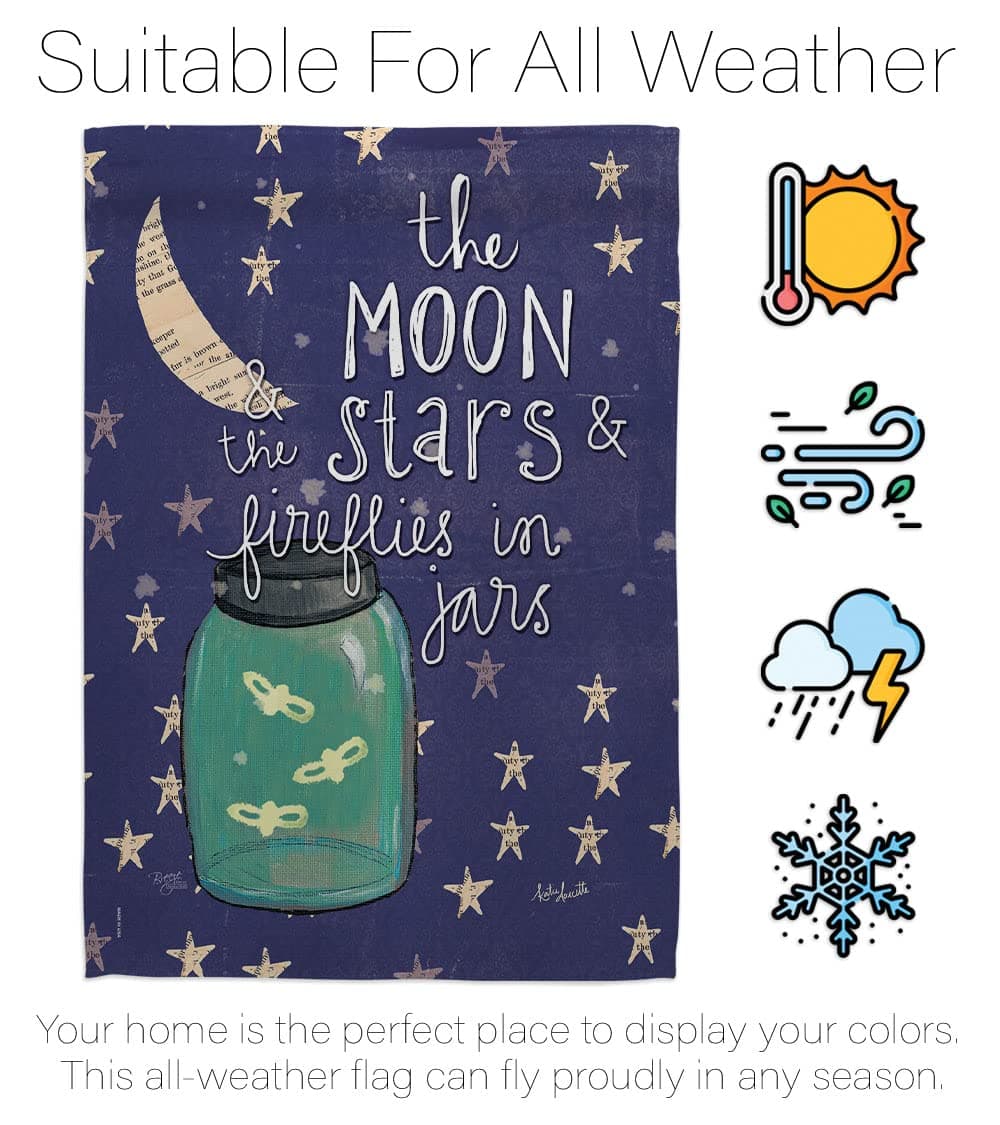 Breeze Decor G165124 Moon Stars Fireflies Jars Decorative Vertical Garden Flag, - Thumbnail 6
