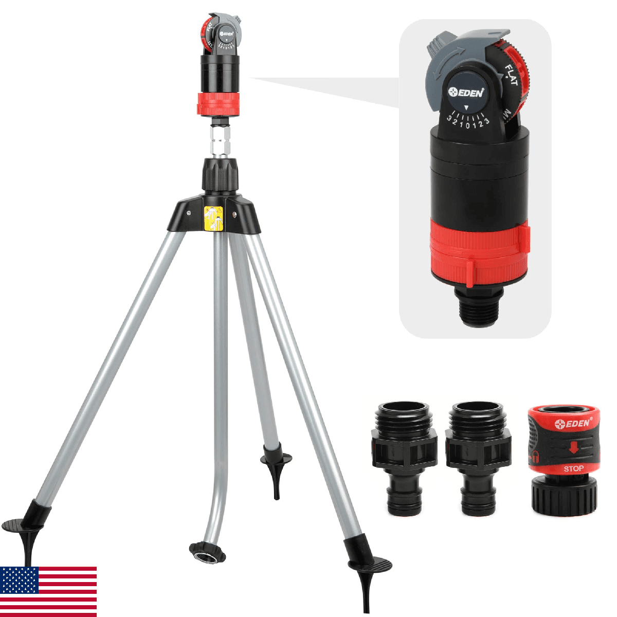 Eden 94150 Multi-Pattern Turbo Gear Drive Metal Tripod Sprinkler Plus One-Direct - Image 1