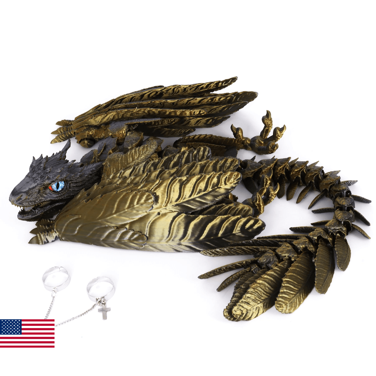 ACOCOFE 3D Printed Dragon Feathered Wyvern Dragon Toys,16 inch Large Fidget Arti - Image 1