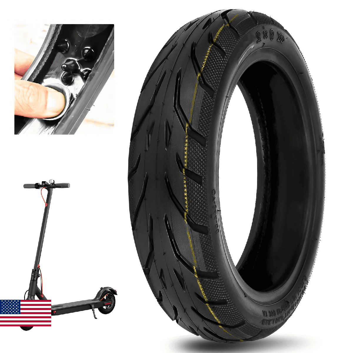 50/75-6.1 Scooter Tire, 9X2 Built-in Live Glue Repairable Puncture-resistant Sel - Image 1