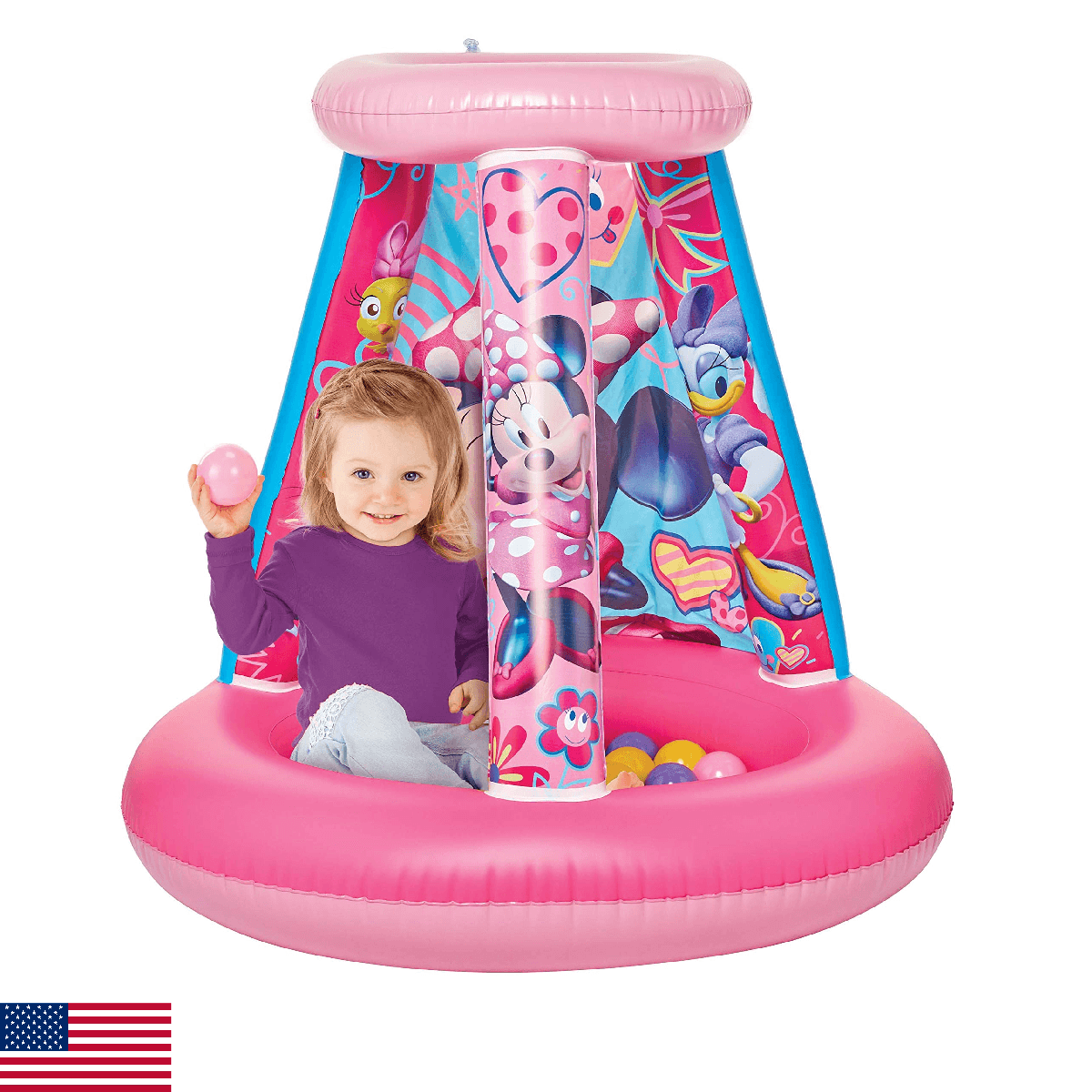 Minnie Mouse Kids Ball Pit Inflatable with 15 Soft-Flex Balls - Image 1