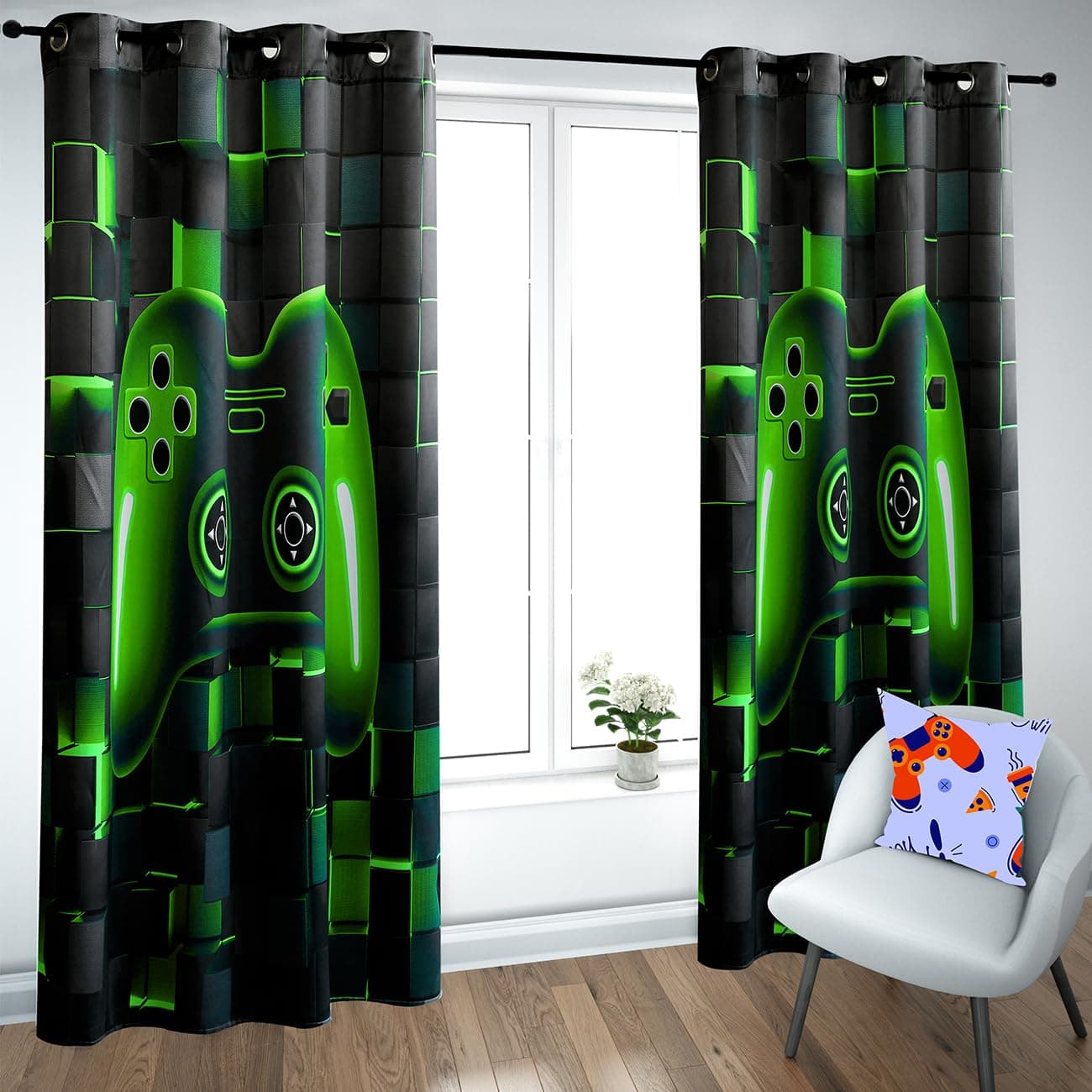 PERFEMET Game Blackout Bedroom Curtains Colorful Video Gamer Boys Curtain Panels - Thumbnail 2