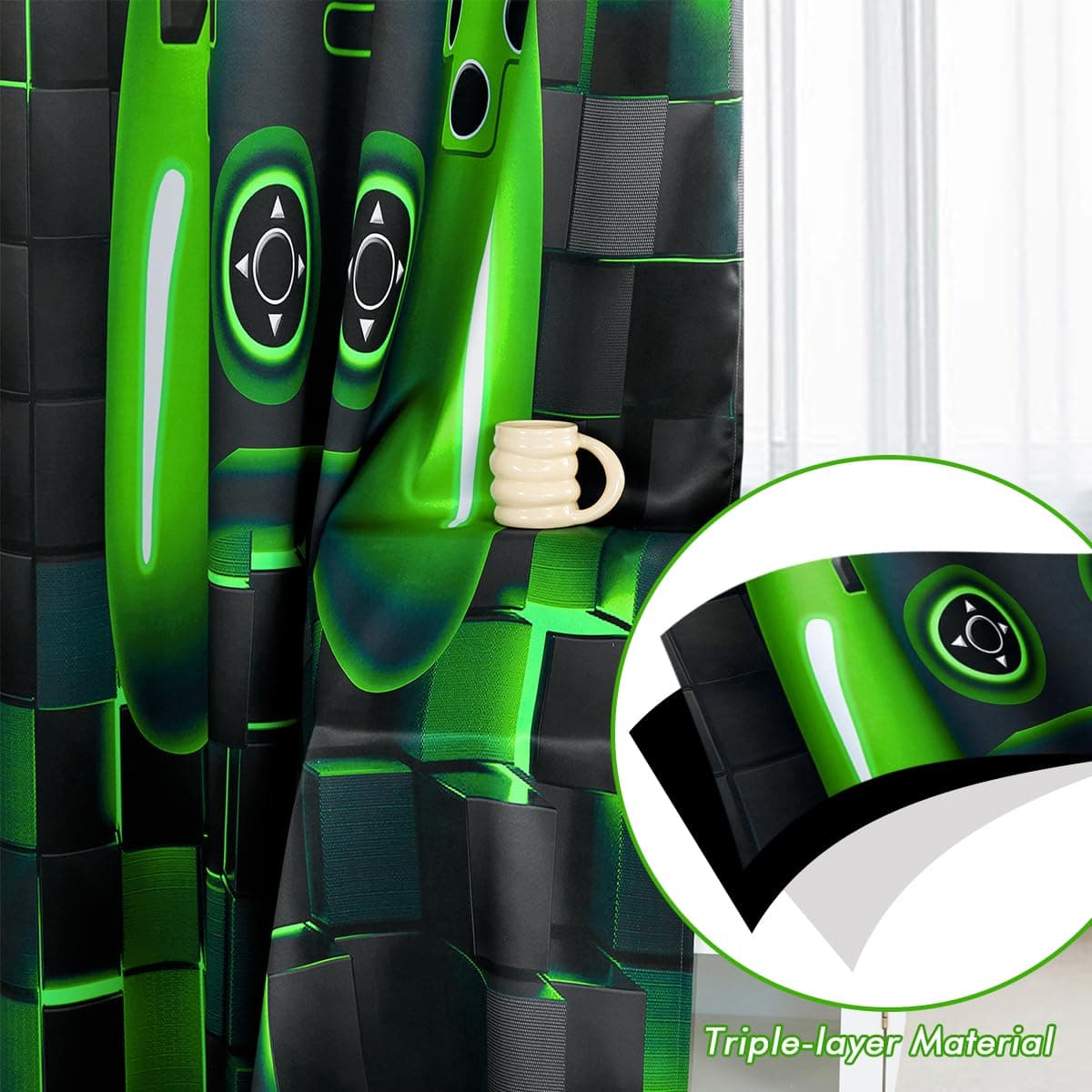 PERFEMET Game Blackout Bedroom Curtains Colorful Video Gamer Boys Curtain Panels - Thumbnail 4