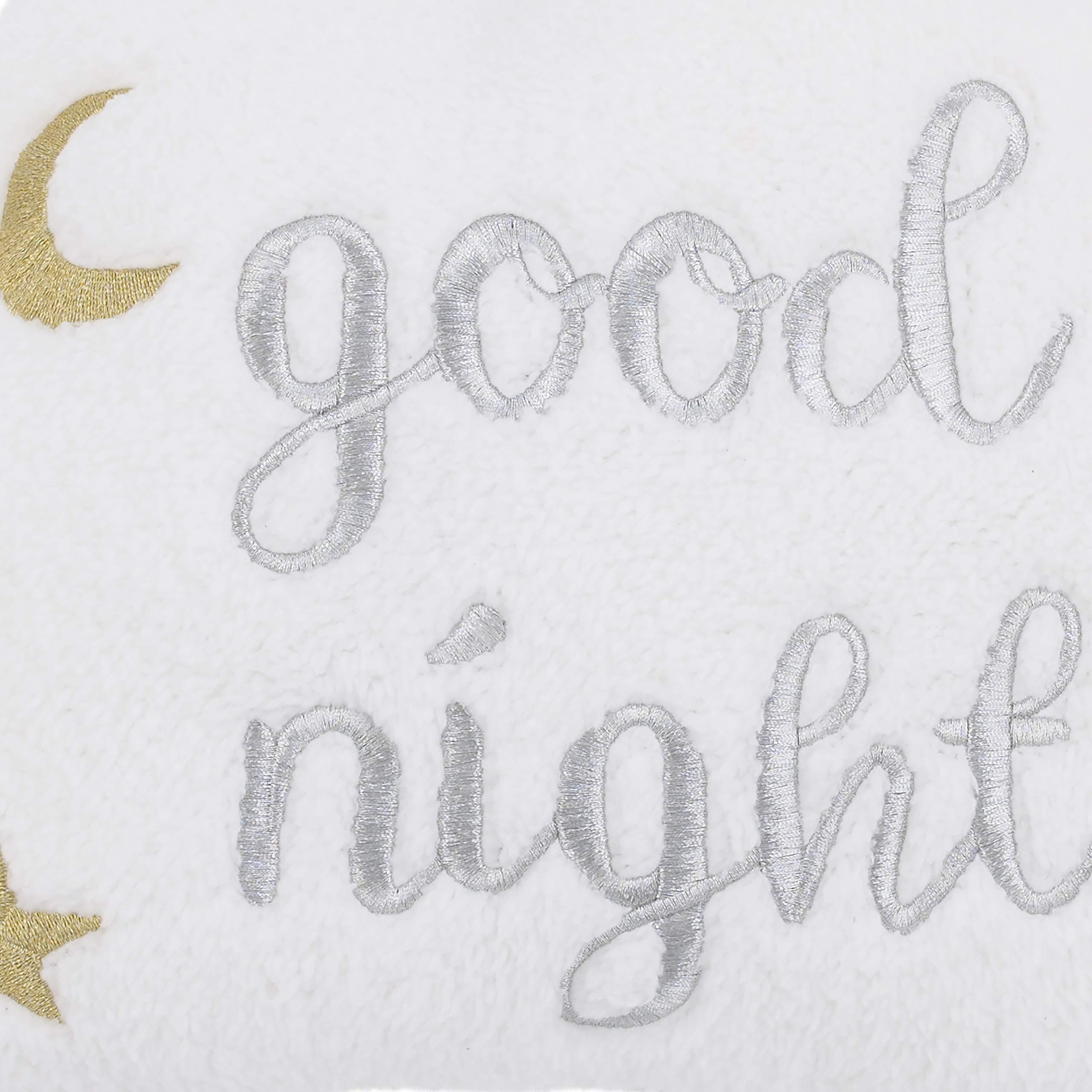 NoJo White Cloud with Gold & Silver Embroidery "Good Night" Decorative Pillow wi - Thumbnail 4