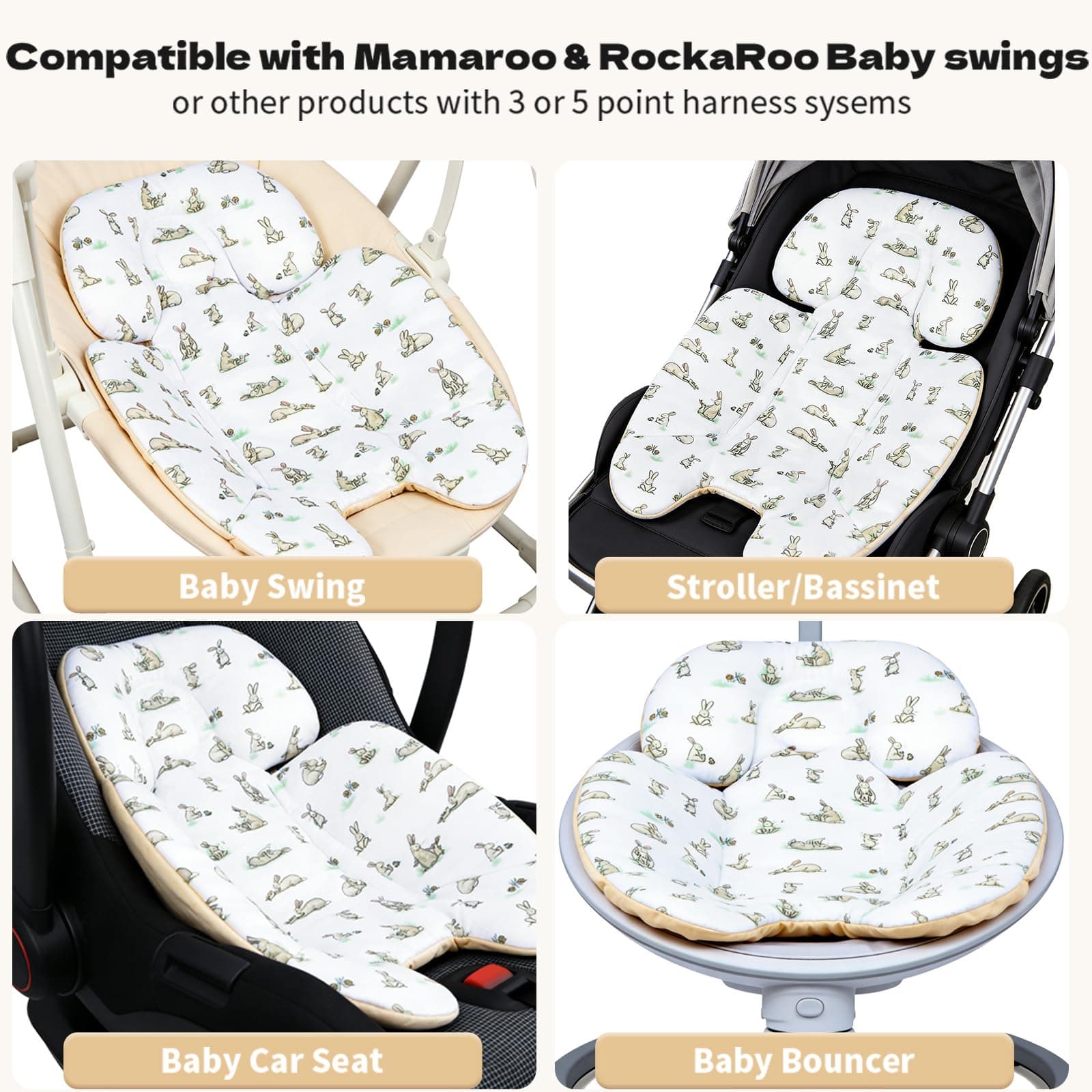 FSINWV Newborn Insert and 3Pcs Replacement Toy Balls for Mamaroo, Breathable Rev - Thumbnail 3