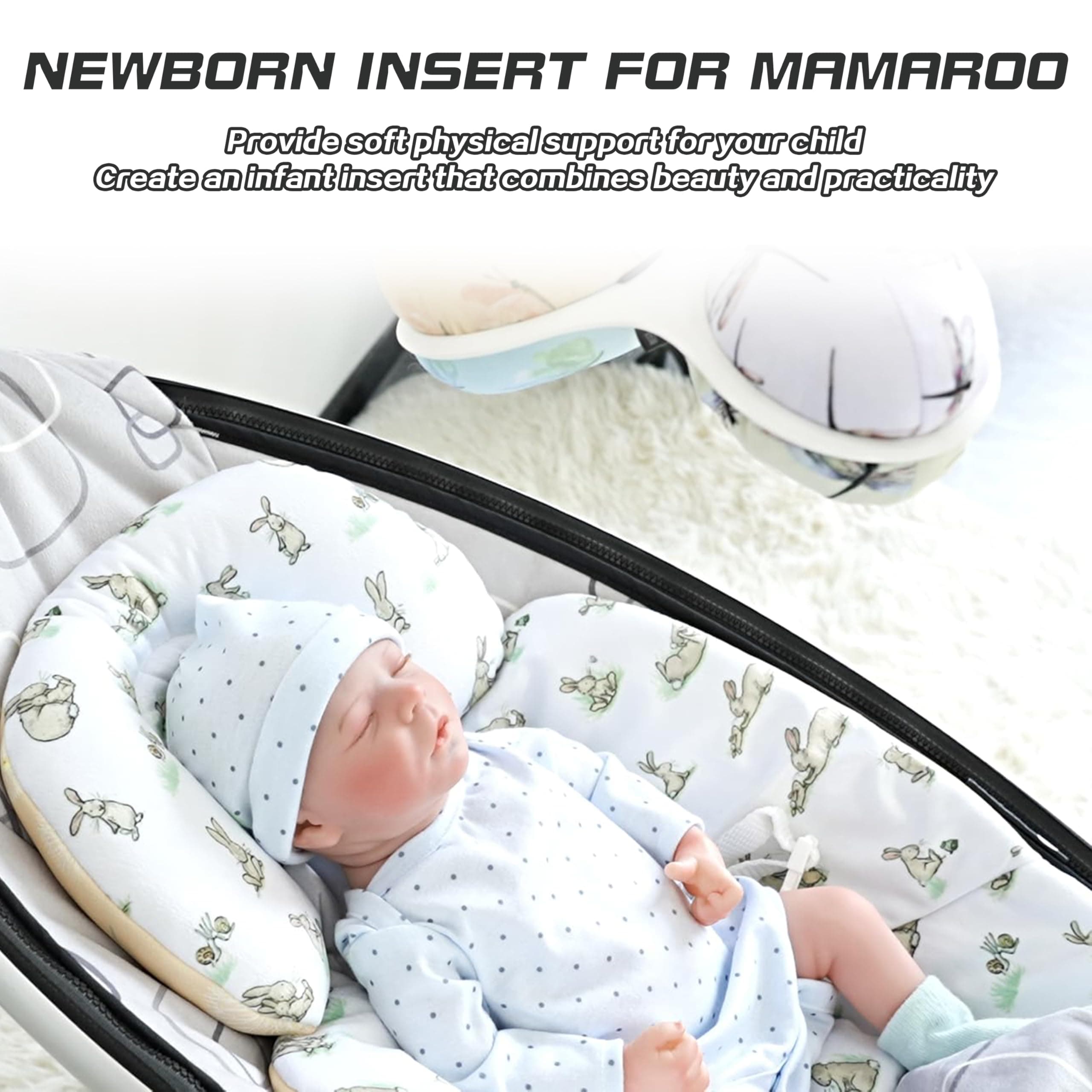 FSINWV Newborn Insert and 3Pcs Replacement Toy Balls for Mamaroo, Breathable Rev - Thumbnail 2