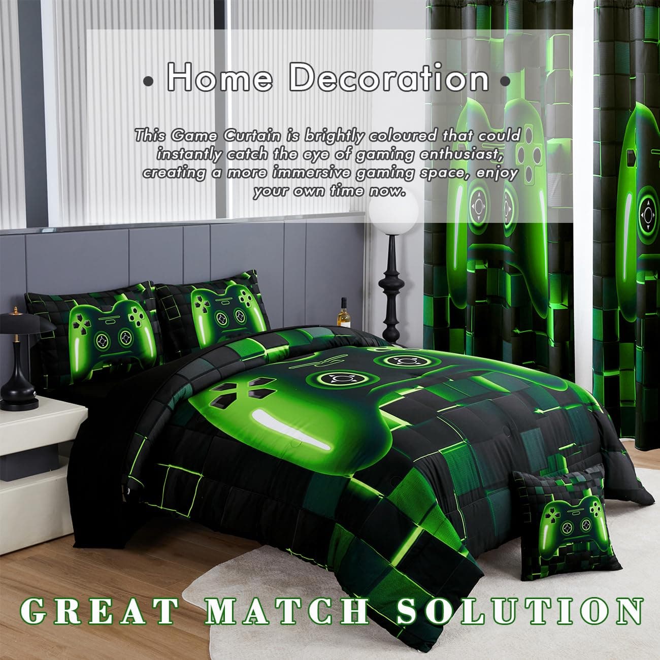 PERFEMET Game Blackout Bedroom Curtains Colorful Video Gamer Boys Curtain Panels - Thumbnail 7